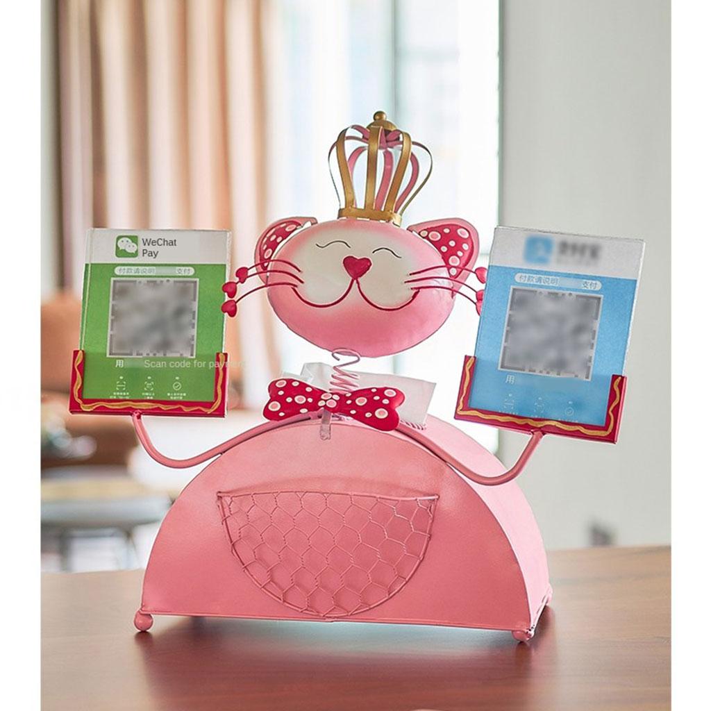 Multi-Function Cash Tissue Box Case Lucky Cat Ornaments Opening Gift Pink