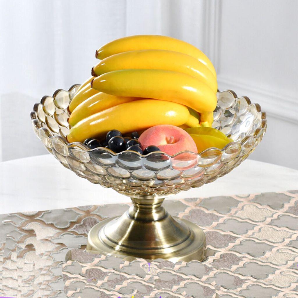 Glass Fruit Serving Bowl Cake Display Stand Rack Food Container M