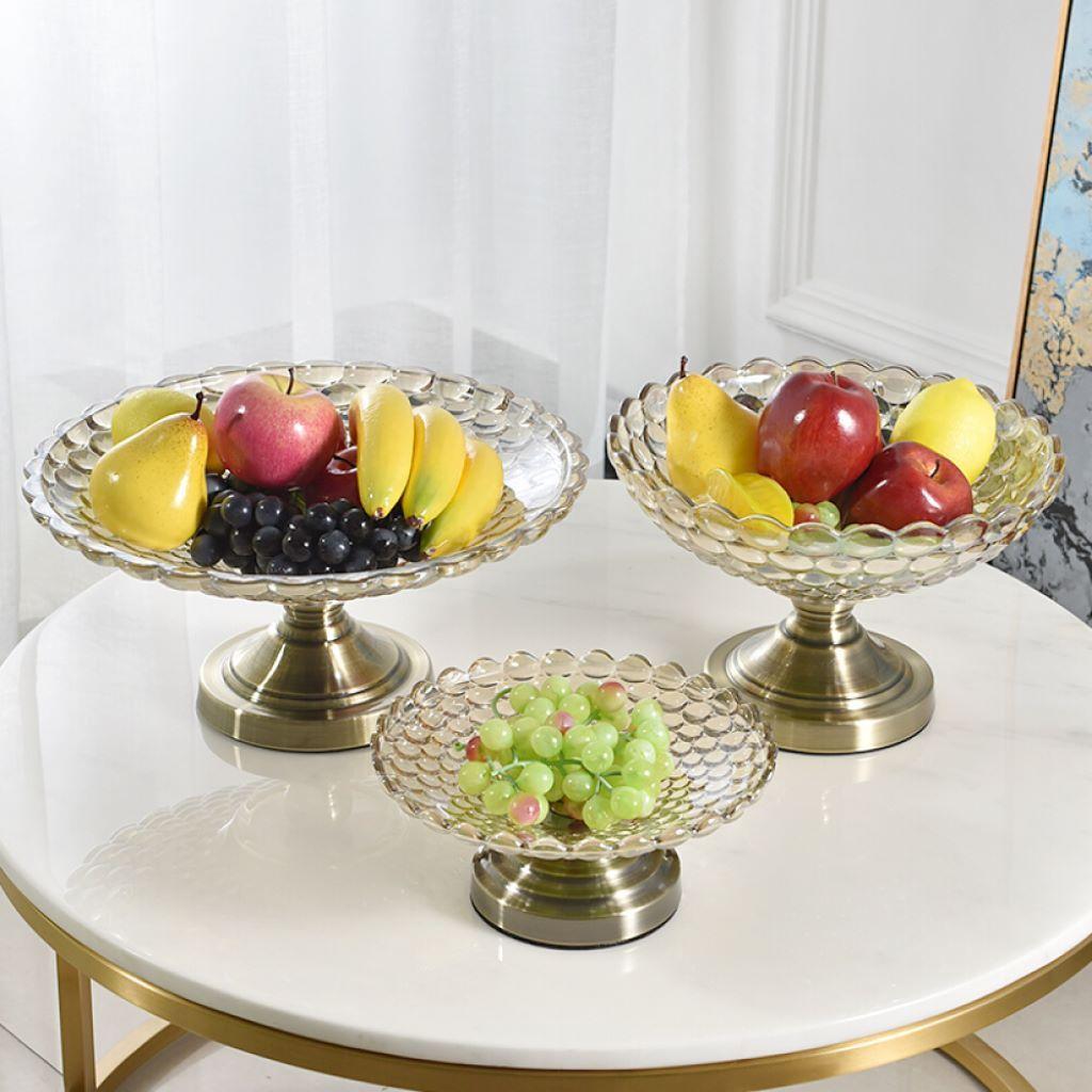 Glass Fruit Serving Bowl Cake Display Stand Rack Food Container L