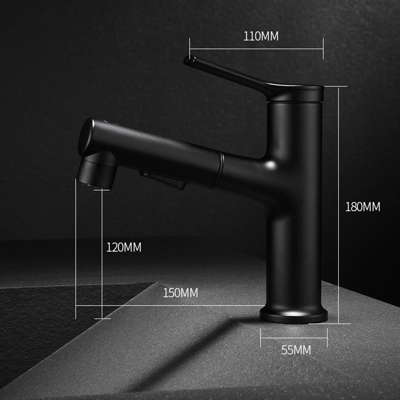 Faucet Bathroom Basin Sink Pull Out Mixer Tap Vanity Faucet New Black