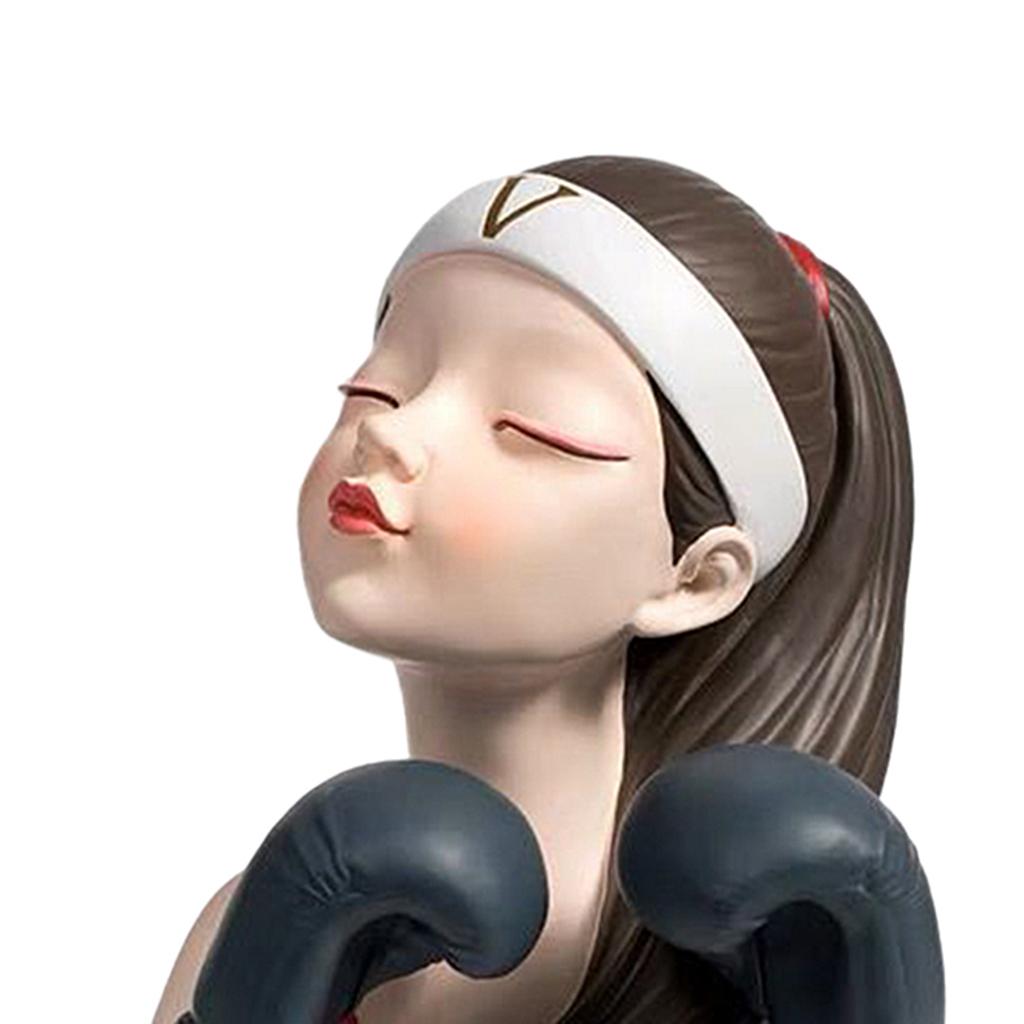 Resin Statue Modern Sculpture Figurines Gifts Cabinet 21x16.5x27cm Black