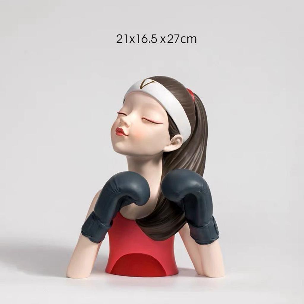 Resin Statue Modern Sculpture Figurines Gifts Cabinet 21x16.5x27cm Black