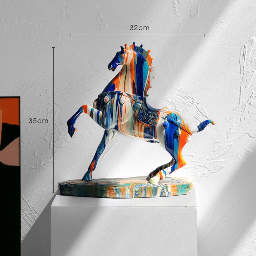 Elegant Horse Figures Sculpture Wine Cabinet Adornments Holiday Artwork