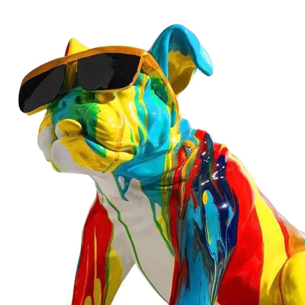 Nordic Painted Colorful Bulldog Figurine Sculpture Statue Ornament Gift