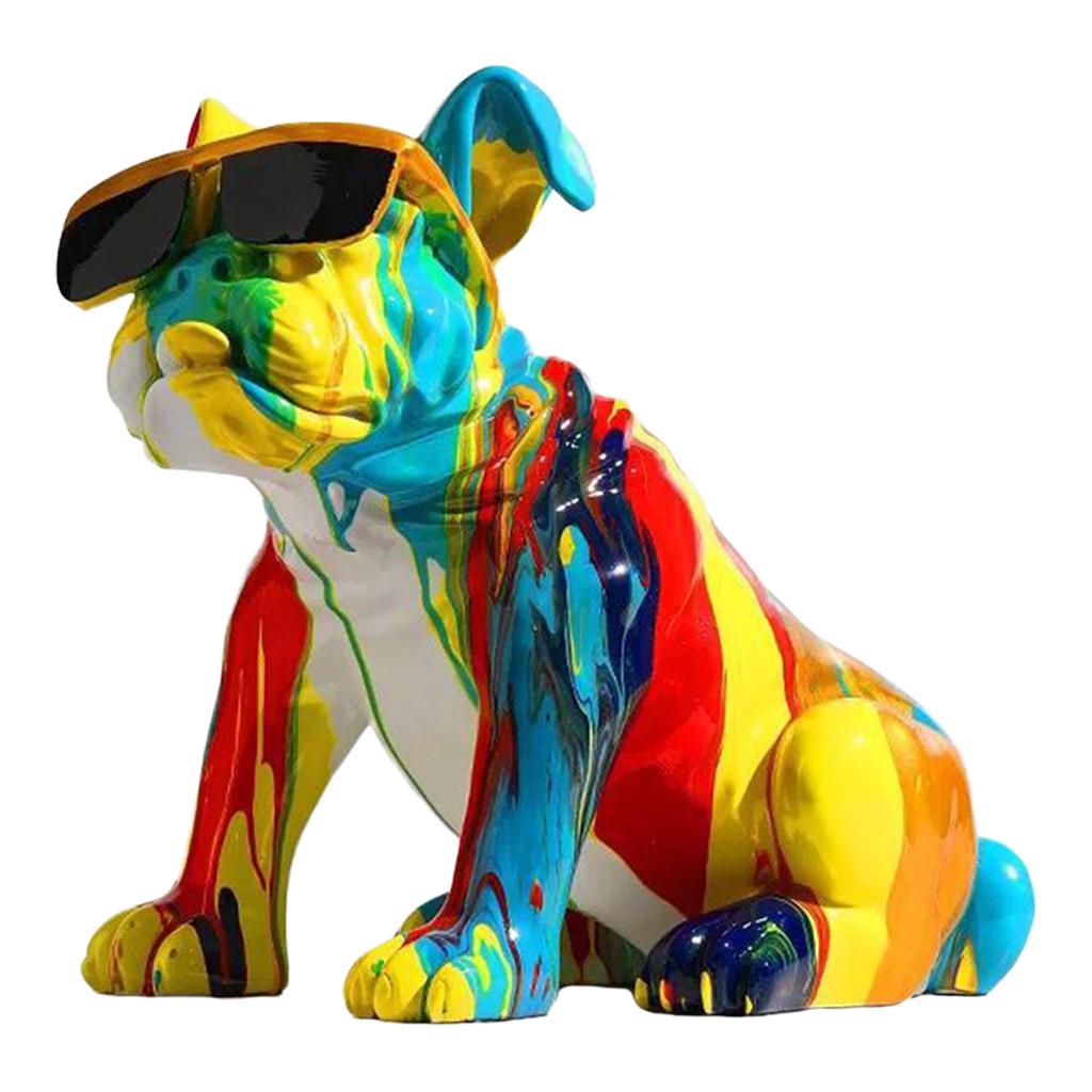 Nordic Painted Colorful Bulldog Figurine Sculpture Statue Ornament Gift