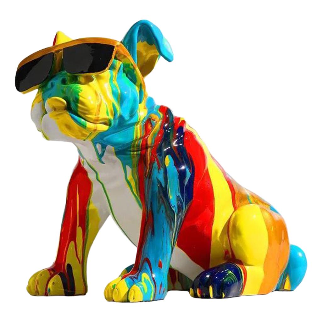 Nordic Painted Colorful Bulldog Figurine Sculpture Statue Ornament Gift