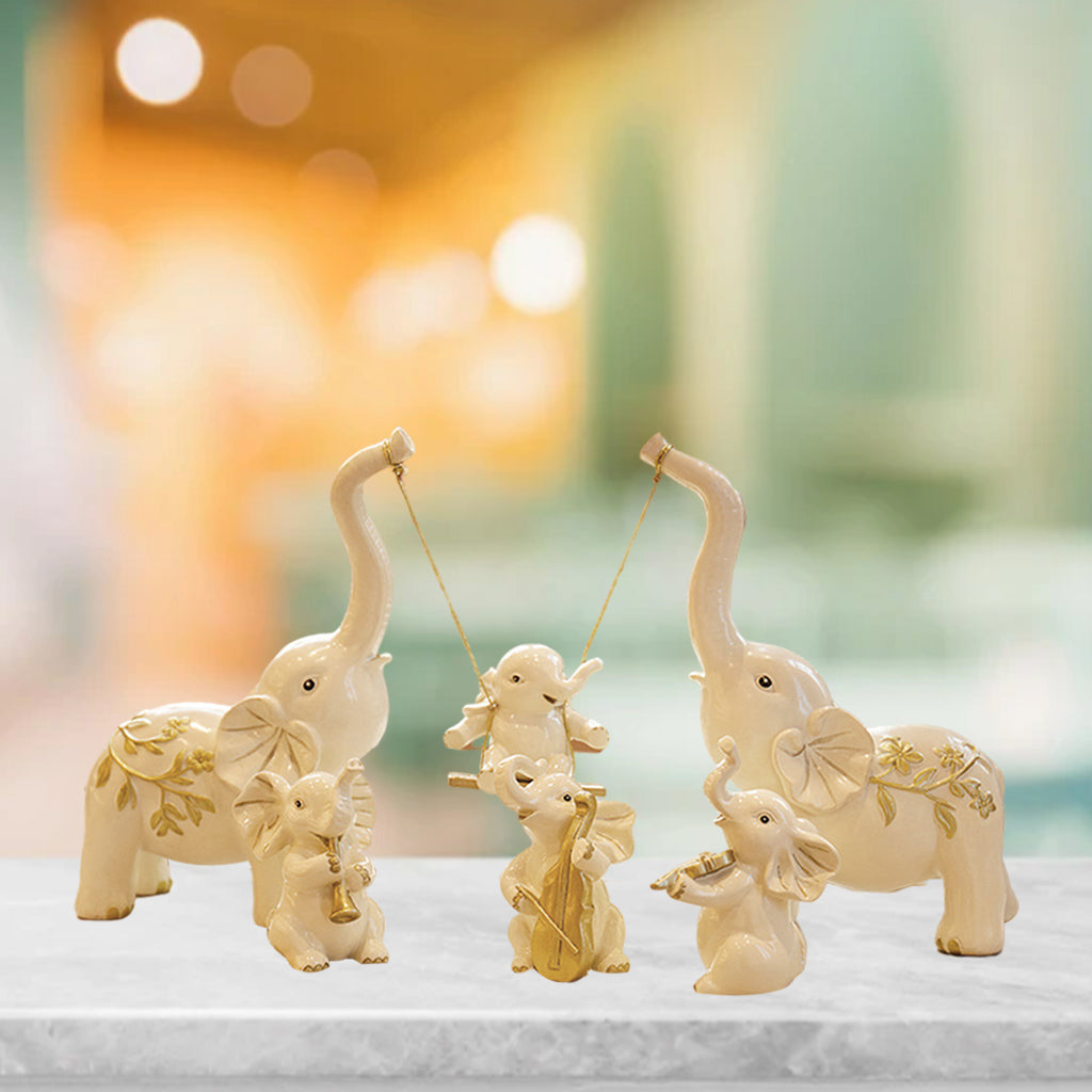 Elephant Statue Set Craft Animal Collection Sculpture for Family Gift set 3