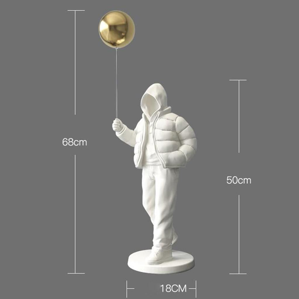 Originality Balloon Boy Figure Statue Decoration Craft for Bookshelf Home White