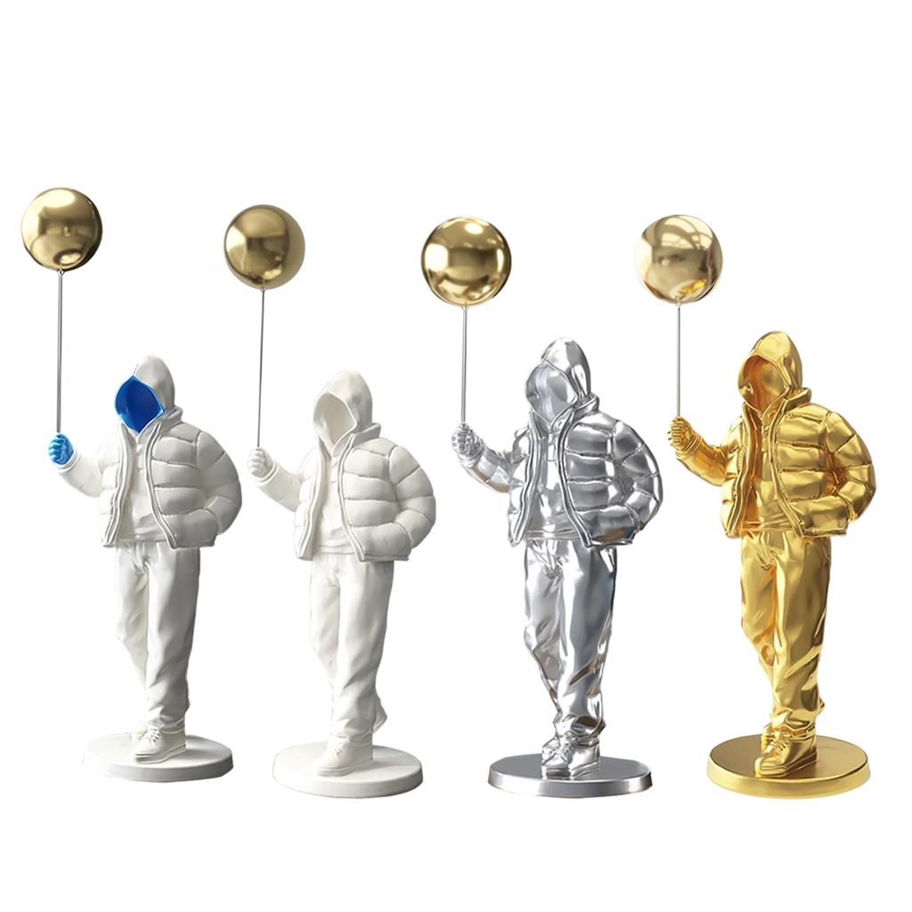 Originality Balloon Boy Figure Statue Decoration Craft for Bookshelf Home White