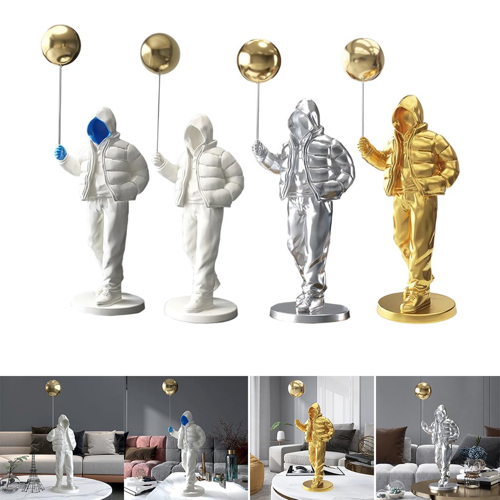 Originality Balloon Boy Figure Statue Decoration Craft for Bookshelf Home White