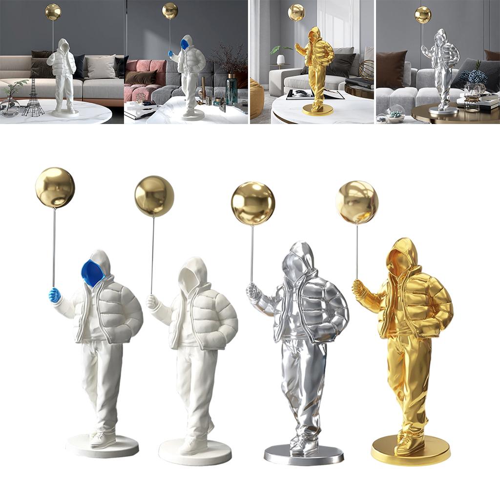 Originality Balloon Boy Figure Statue Decoration Craft for Bookshelf Home White