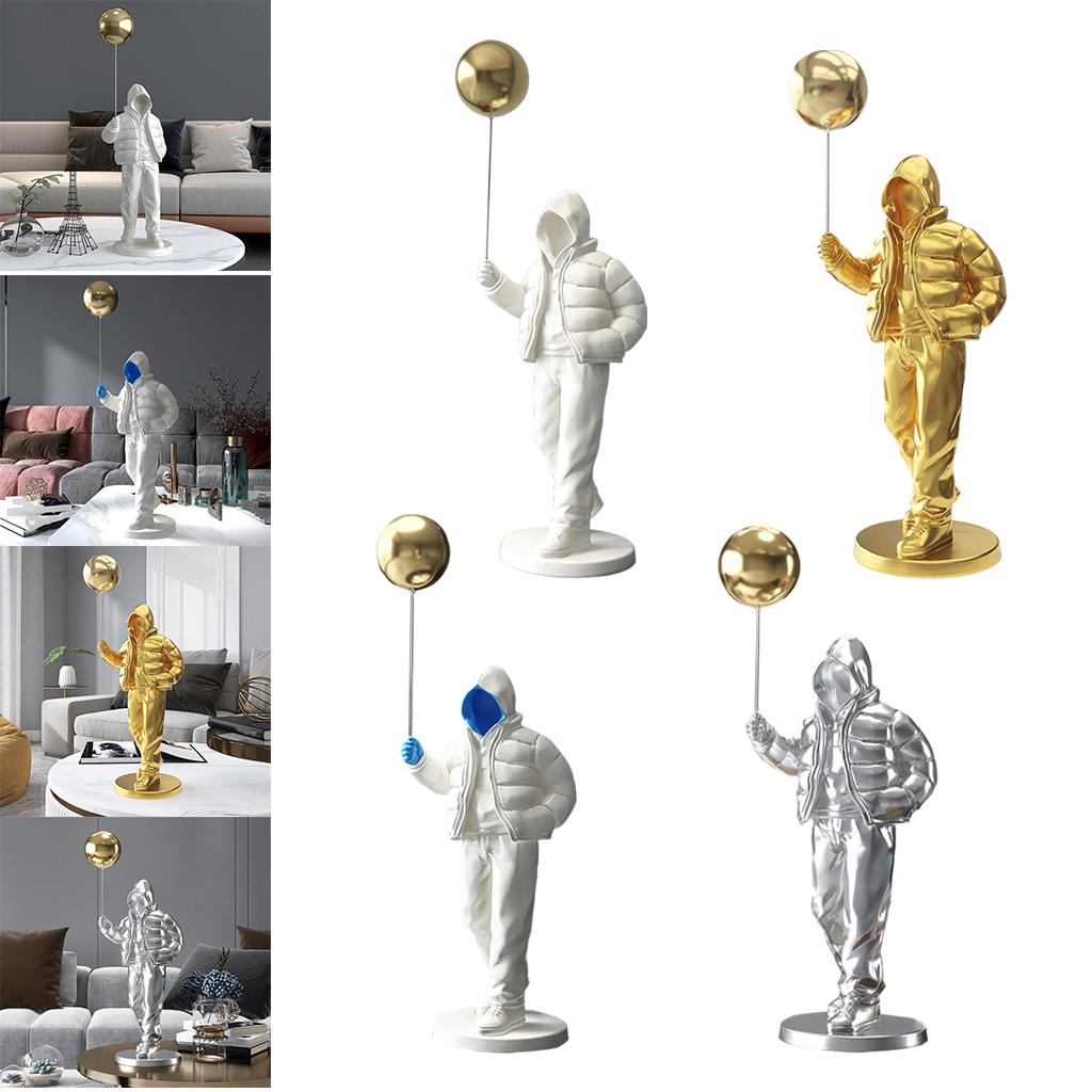 Originality Balloon Boy Figure Statue Decoration Craft for Bookshelf Home White