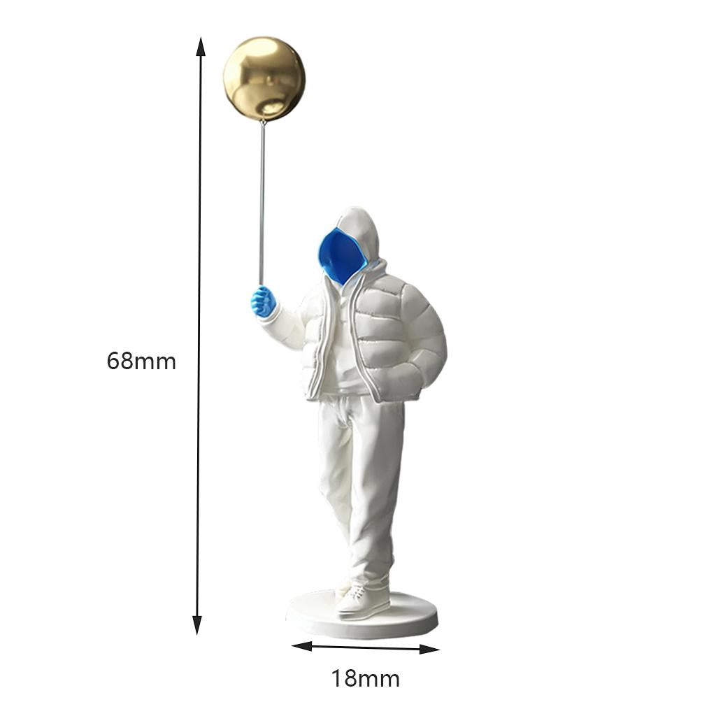 Originality Balloon Boy Figure Statue Decoration Craft for Bookshelf Home Blue