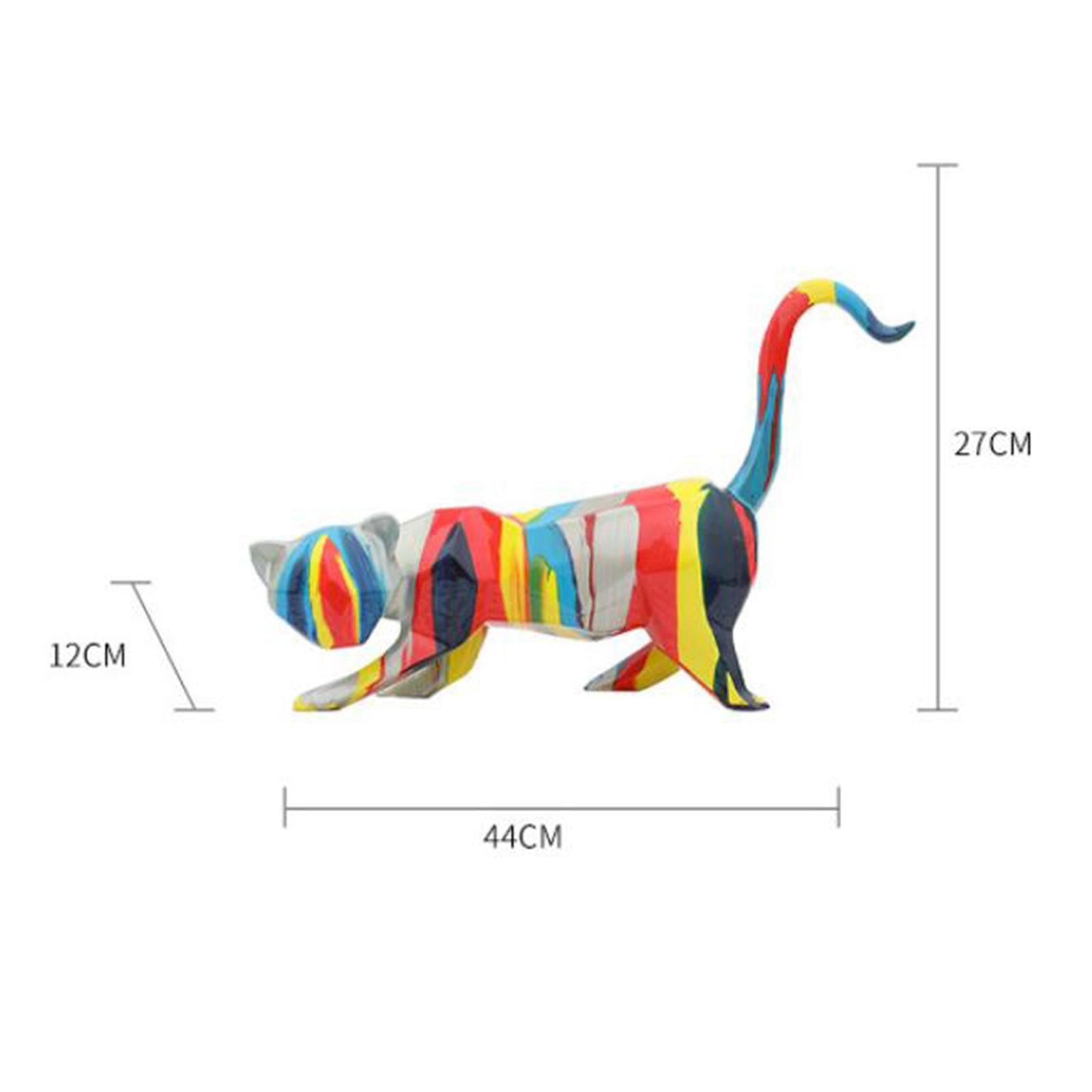 Resin Crafts Coloful Animal Cat Figurine Desk Shelf Decoration 44x12x27cm