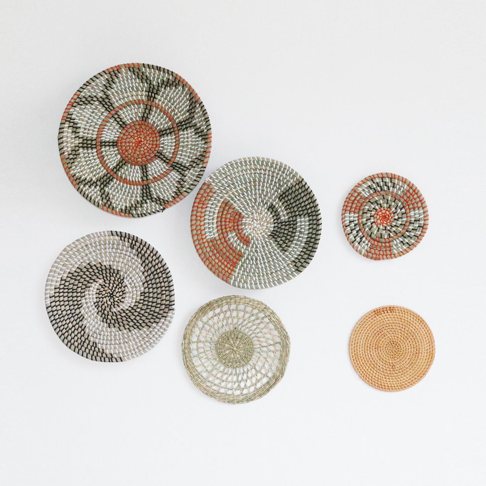 Woven Wall Baskets Decor Set of 6 Round Seagrass Wall Home Decor