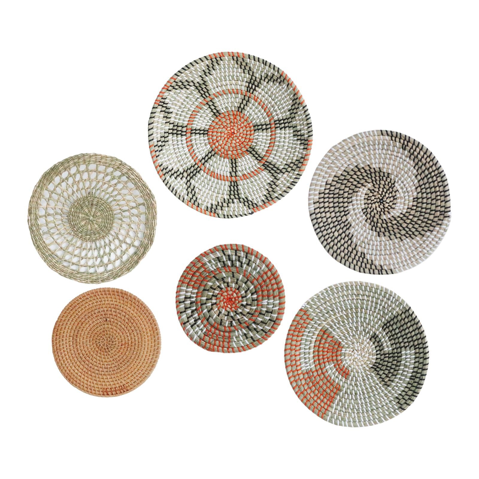 Woven Wall Baskets Decor Set of 6 Round Seagrass Wall Home Decor