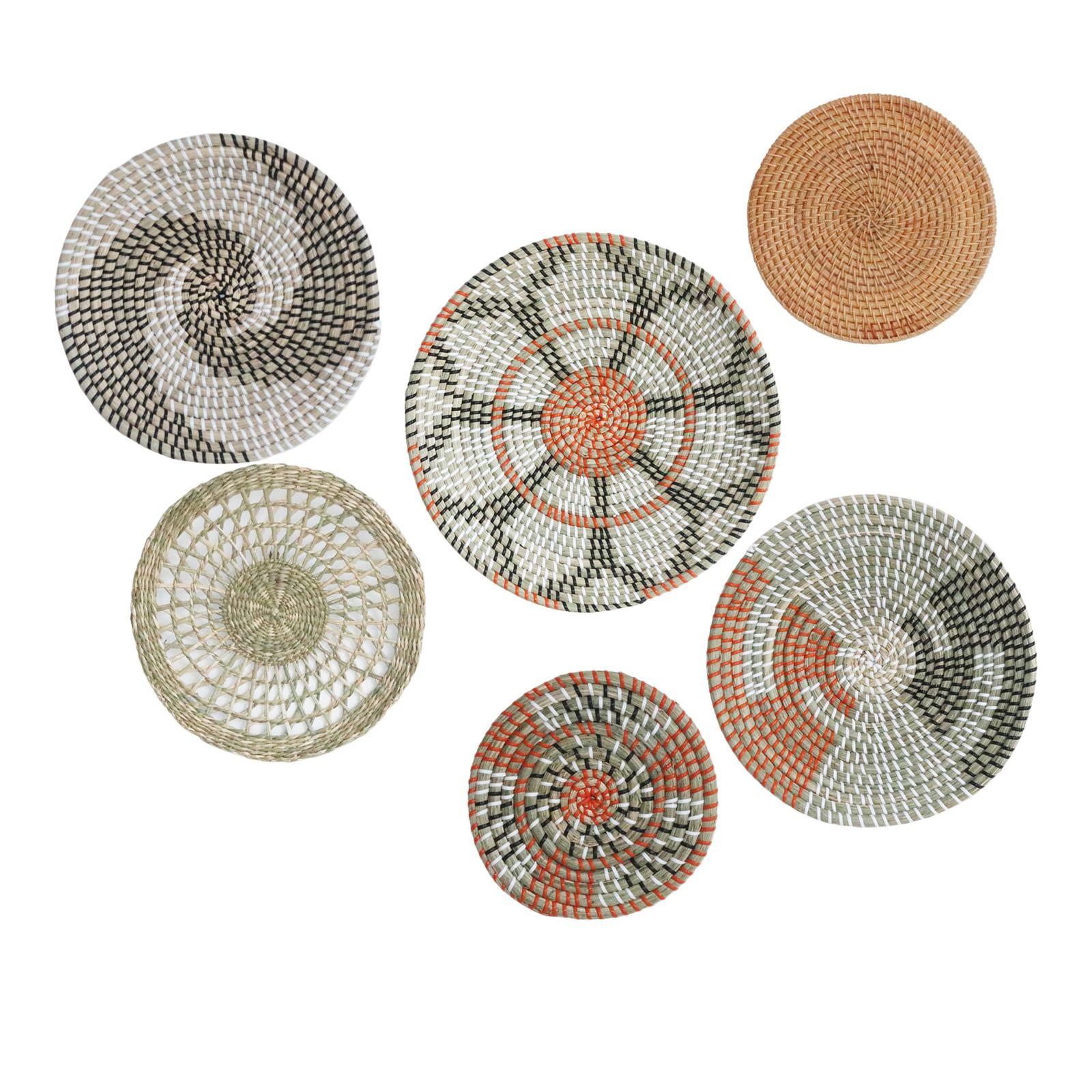 Woven Wall Baskets Decor Set of 6 Round Seagrass Wall Home Decor