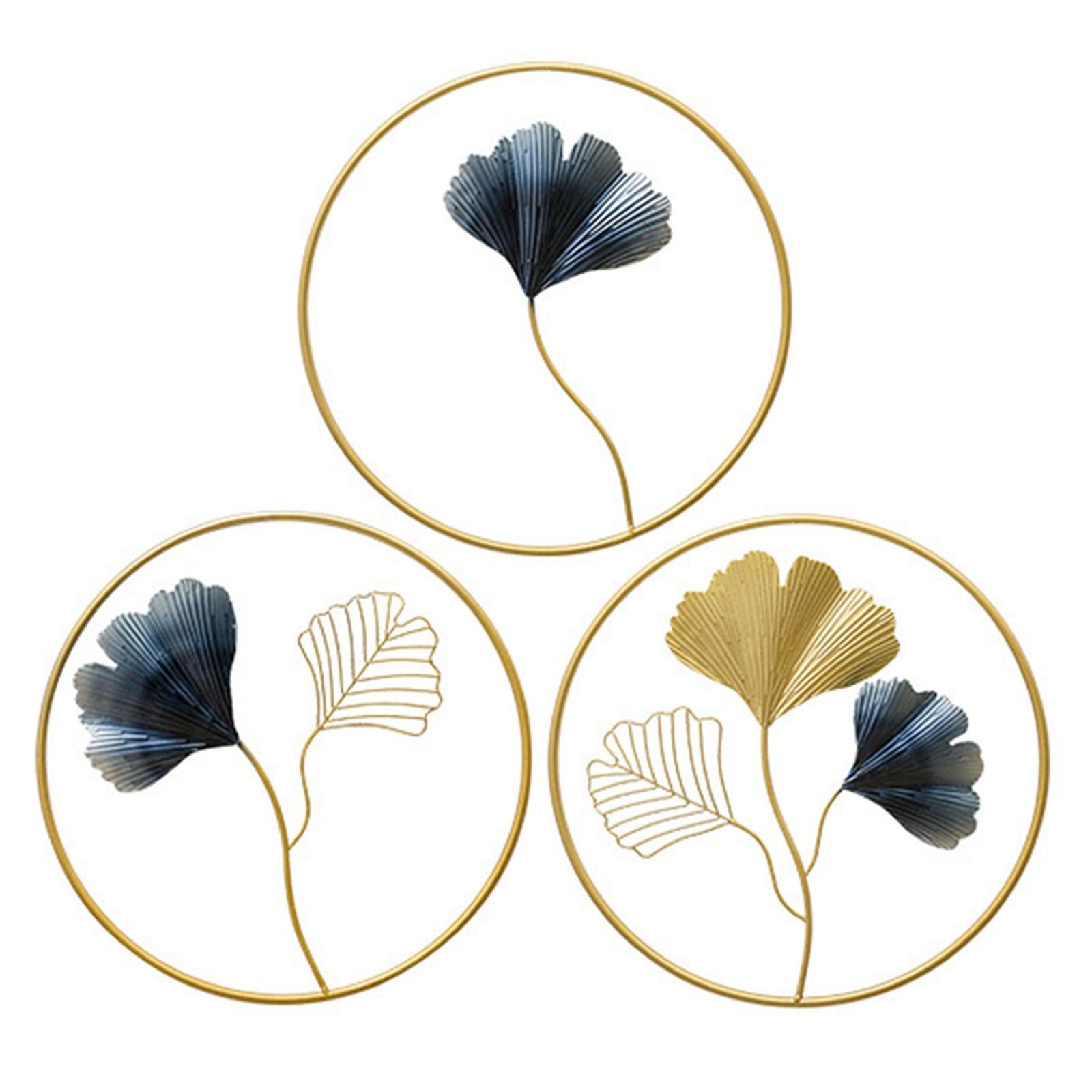 Wall Decoration Ginkgo Leaf Sofa Metal Wall Art Three Leaves Home Decor Bar