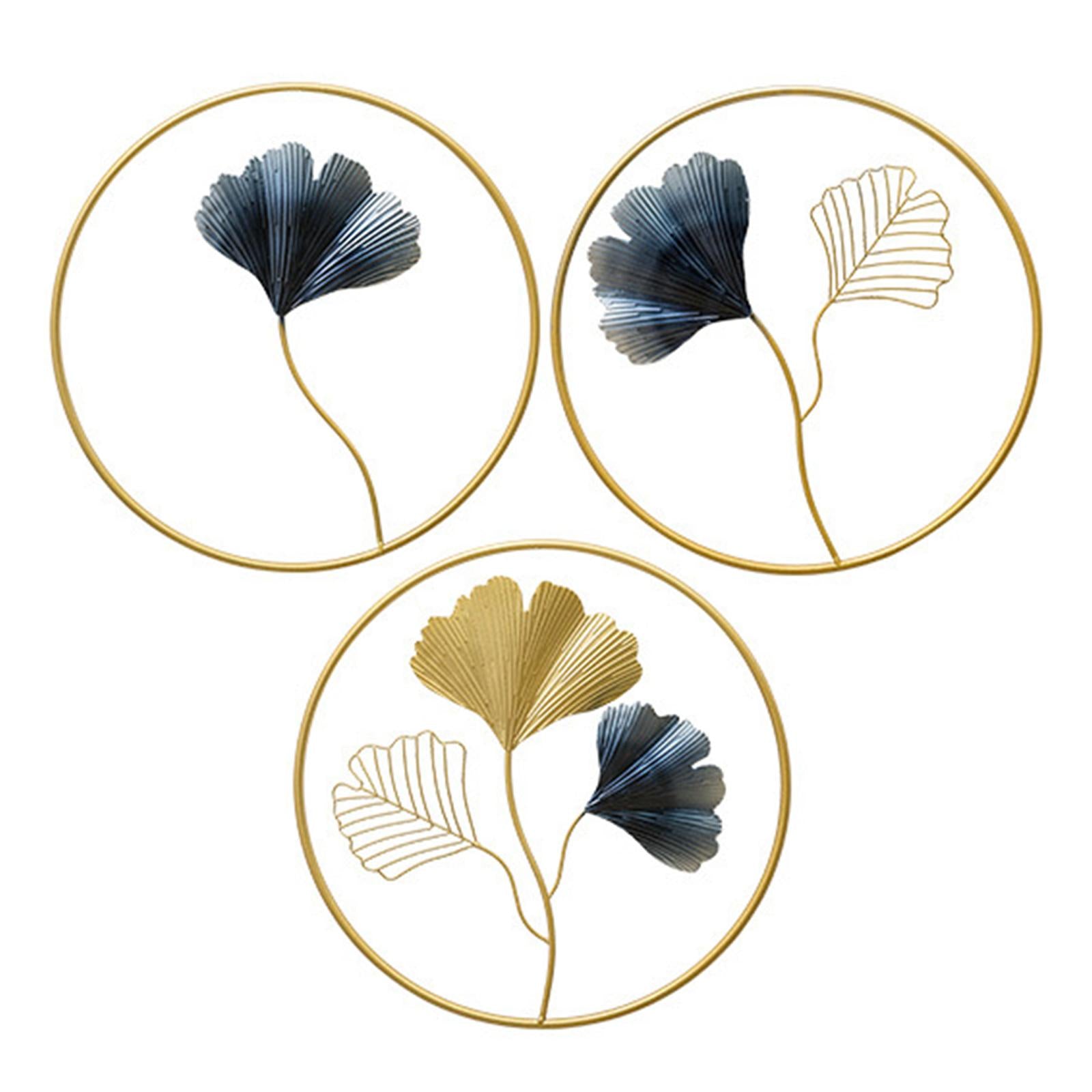 Wall Decoration Ginkgo Leaf Sofa Metal Wall Art Three Leaves Home Decor Bar