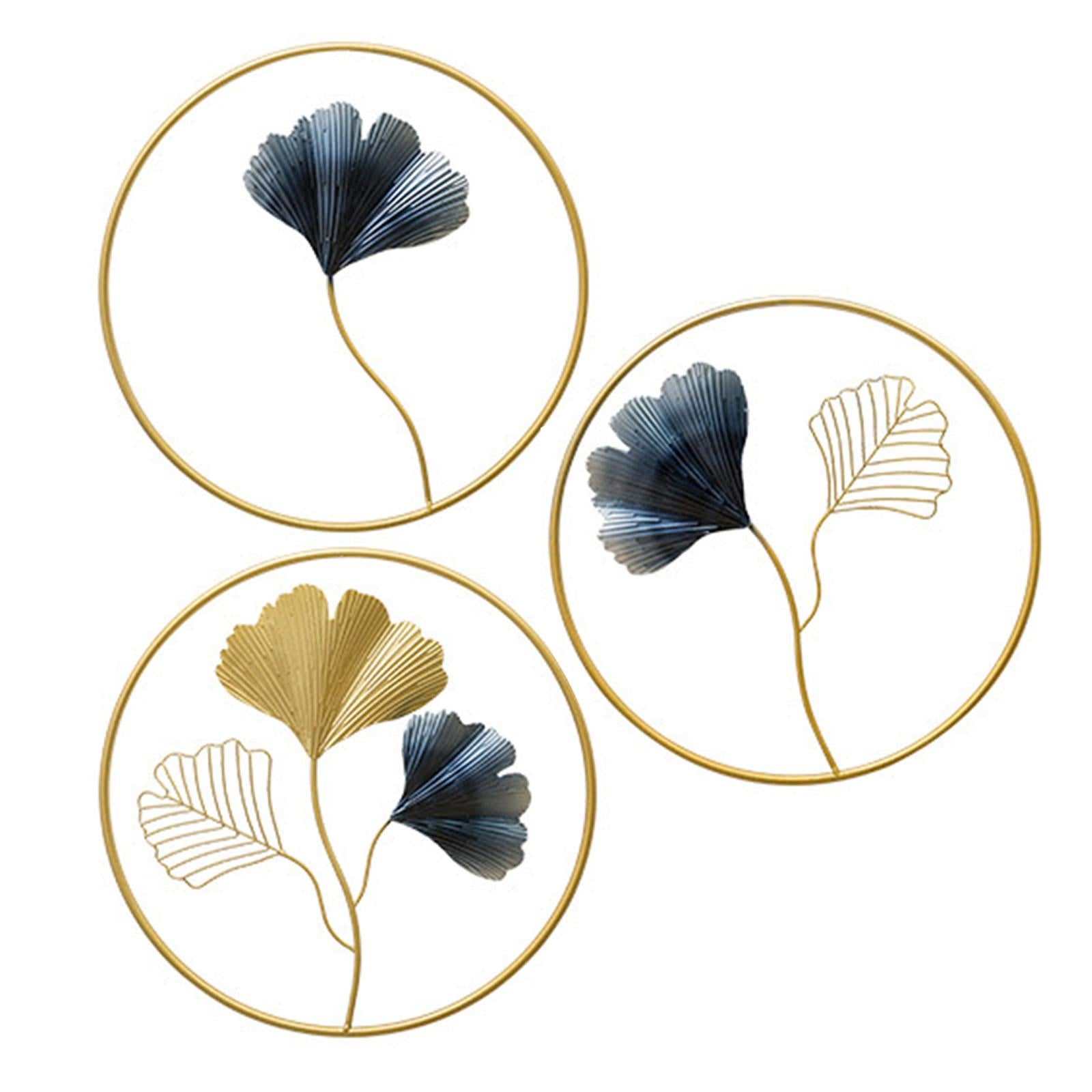 Wall Decoration Ginkgo Leaf Sofa Metal Wall Art Three Leaves Home Decor Bar