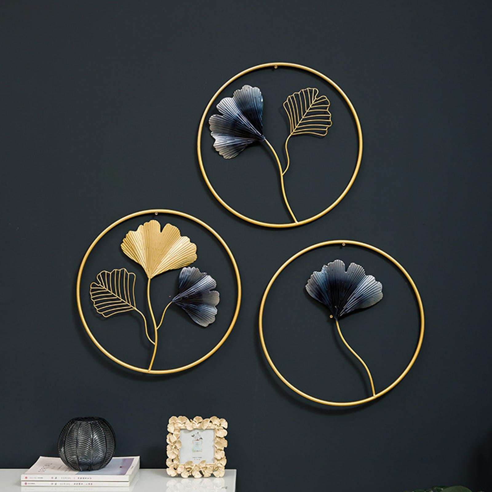 Wall Decoration Ginkgo Leaf Sofa Metal Wall Art Three Leaves Home Decor Bar