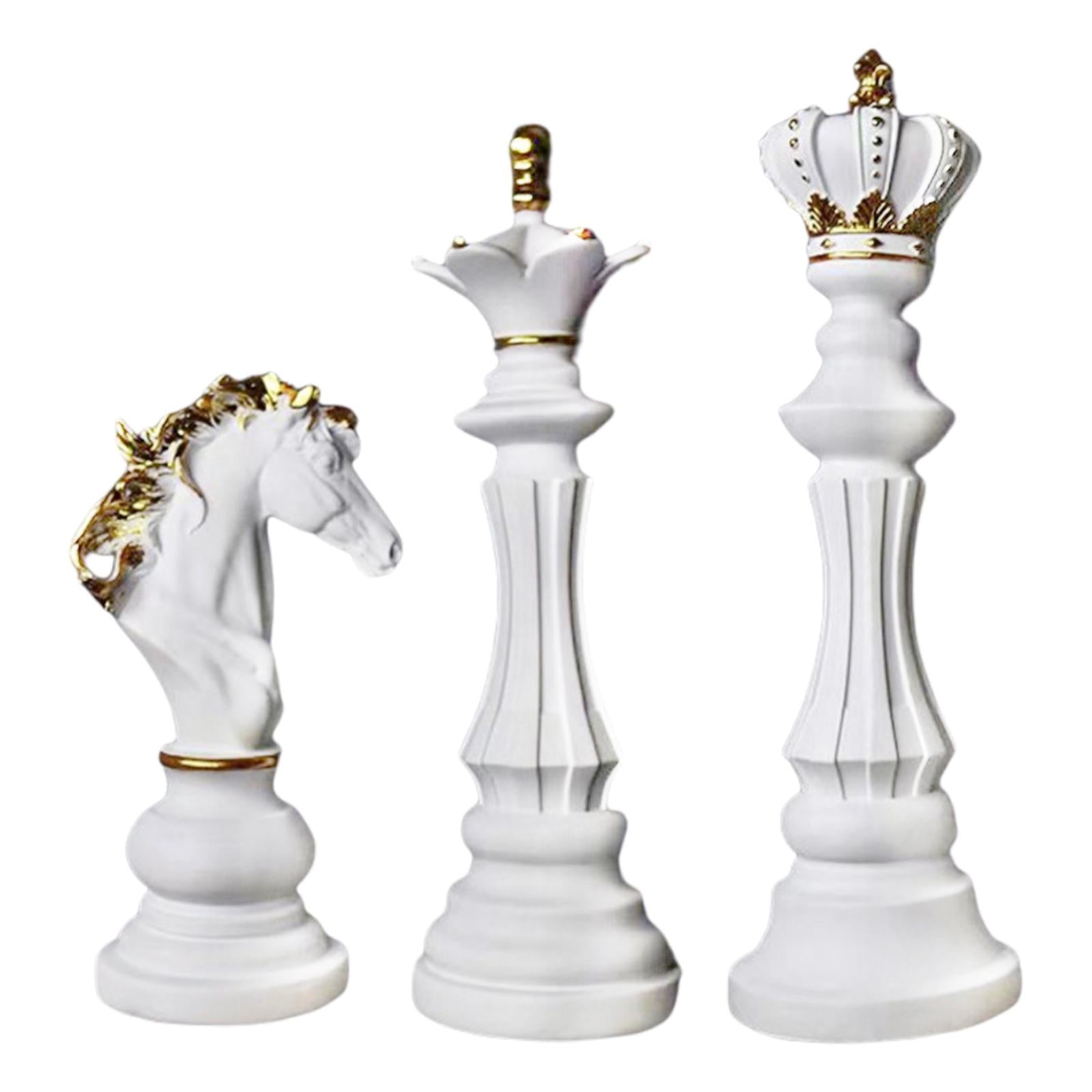 3x Art International Chess Sculpture Statue Photo Props Office Decor Artwork