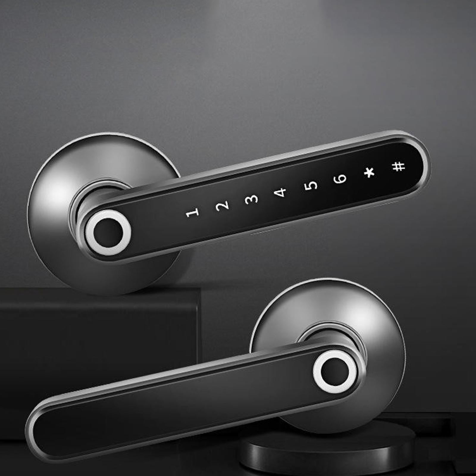 Smart Fingerprint Door Lock Bluetooth App Home Entry Handle Lock Black