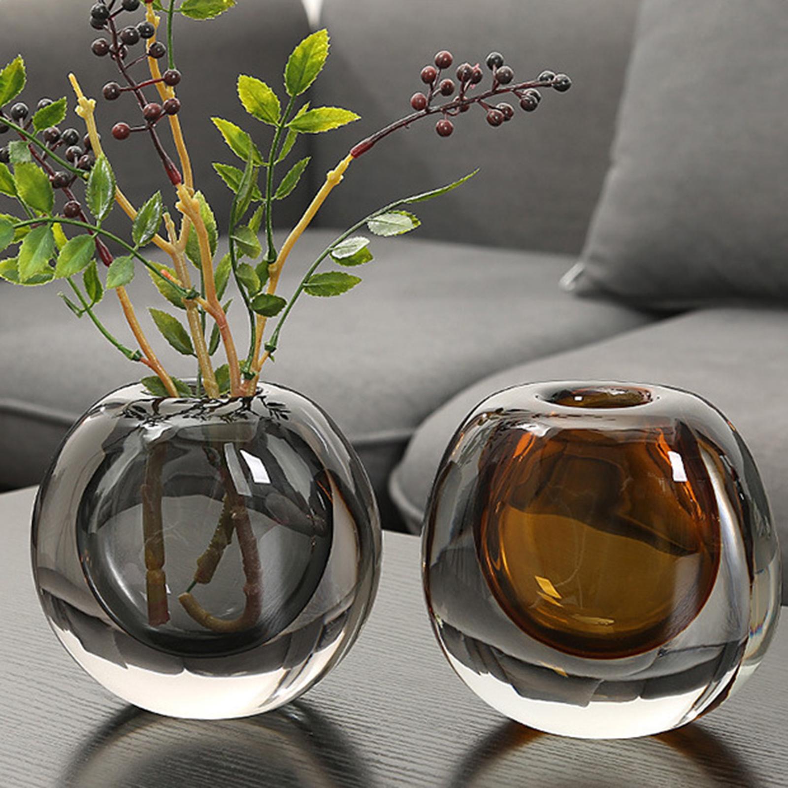 Glass Vase Terrarium Container for Living Room Wedding Decor Gift Smoke Grey