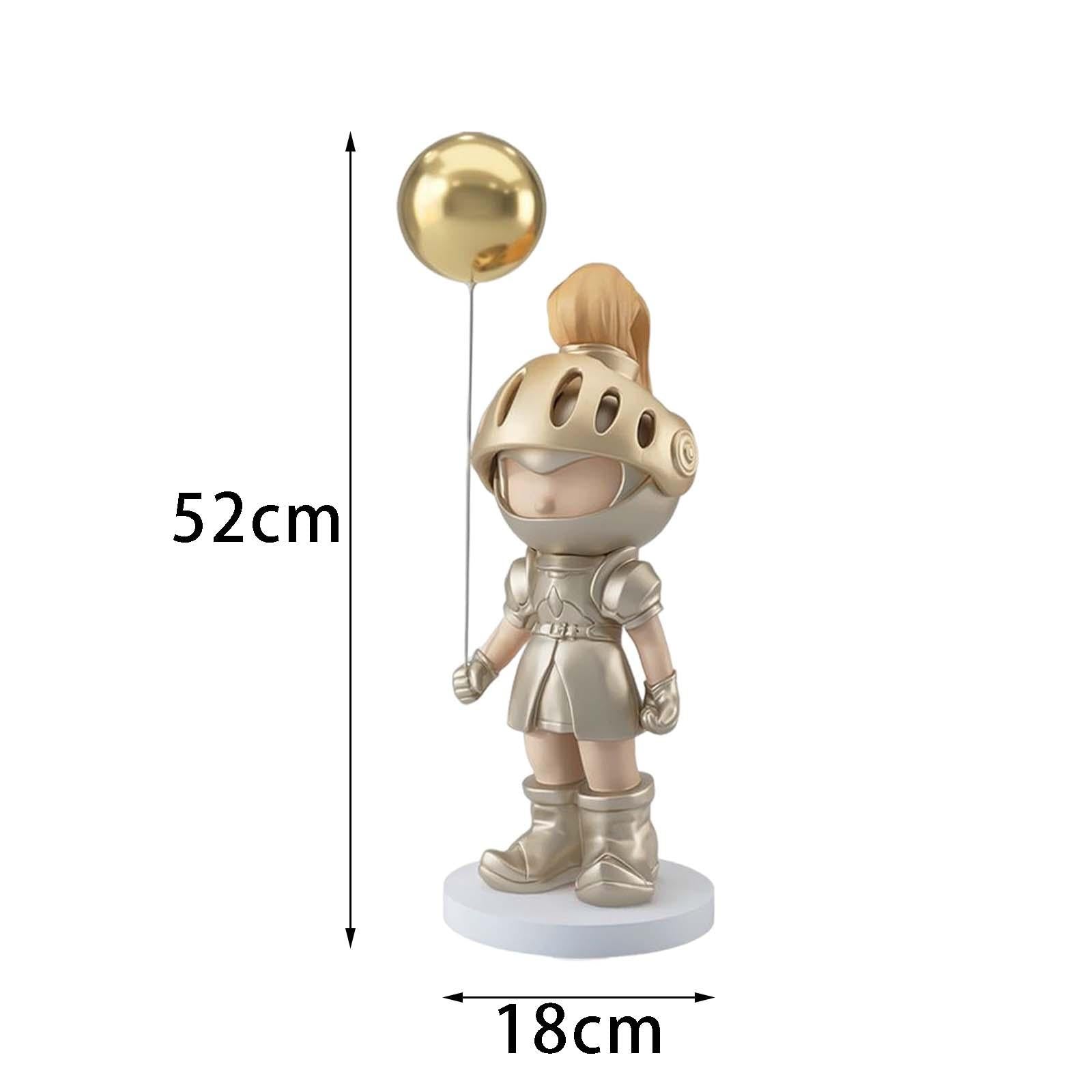 Knight Figurines Decorate Statue Figure Fashion Sculpture for Bedroom Home Pale Gold