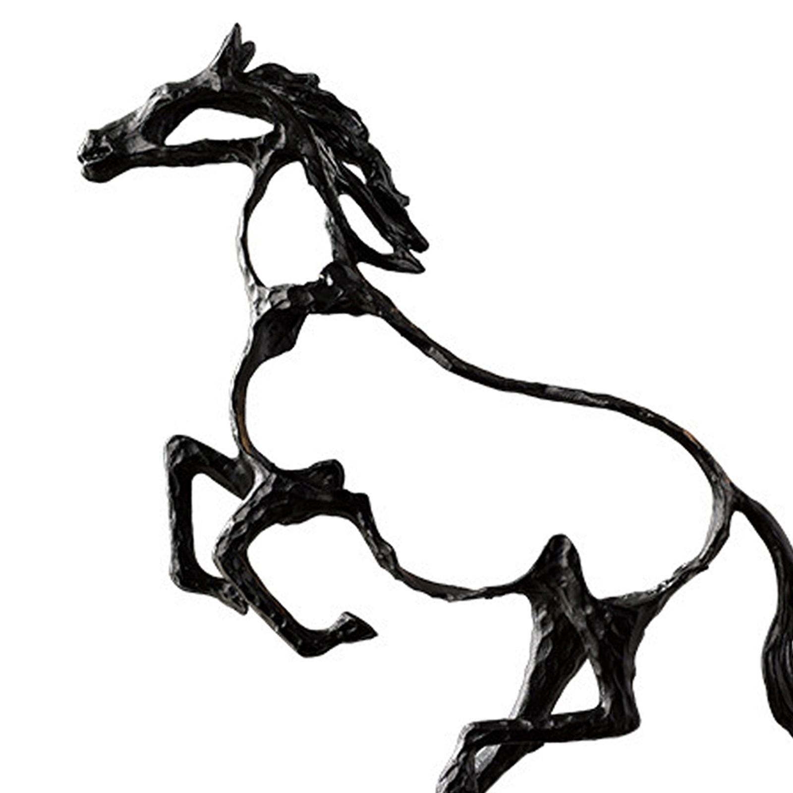 Modern Horse Statue Figurine Collectable for Desk Wine Cabinet Decoration Black