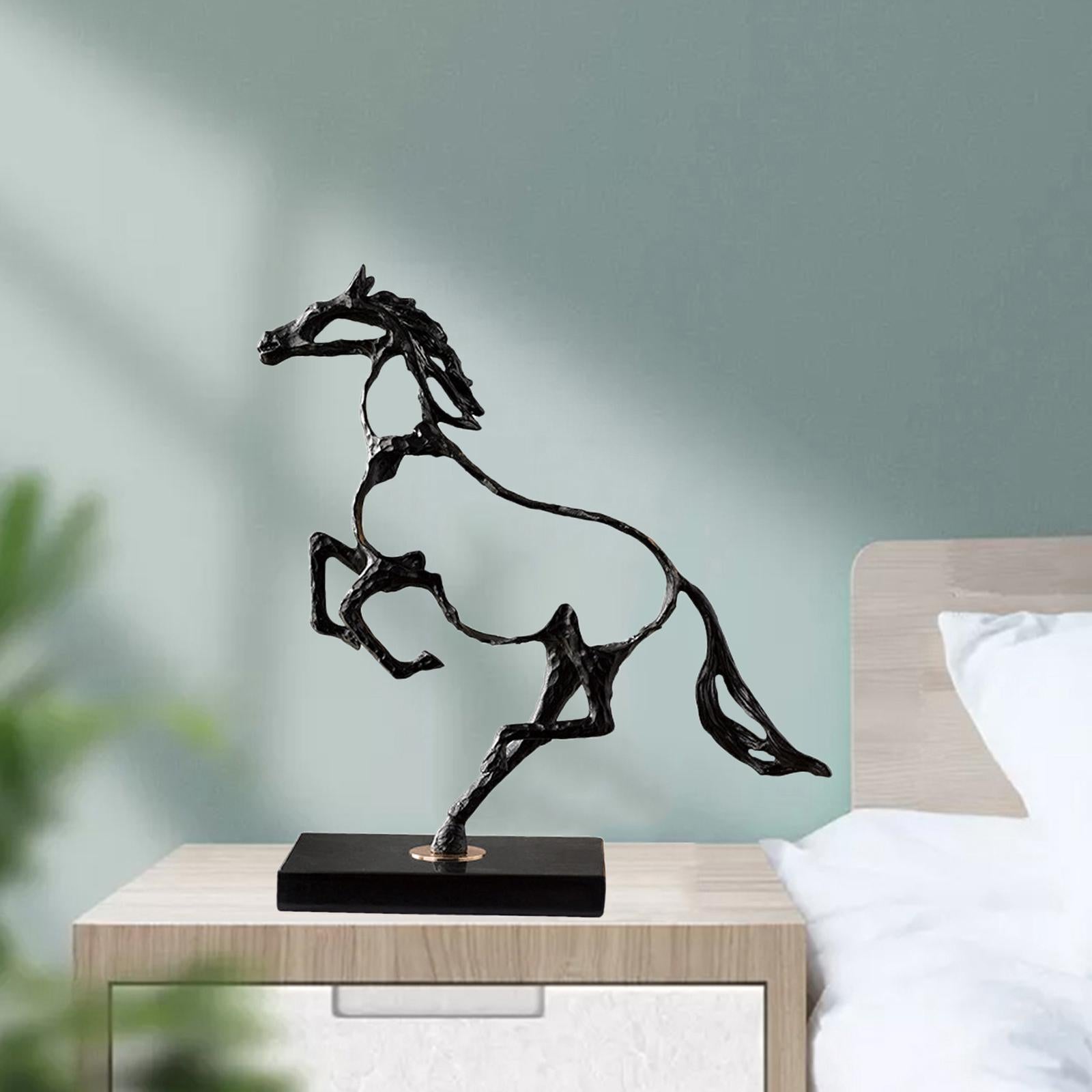 Modern Horse Statue Figurine Collectable for Desk Wine Cabinet Decoration Black