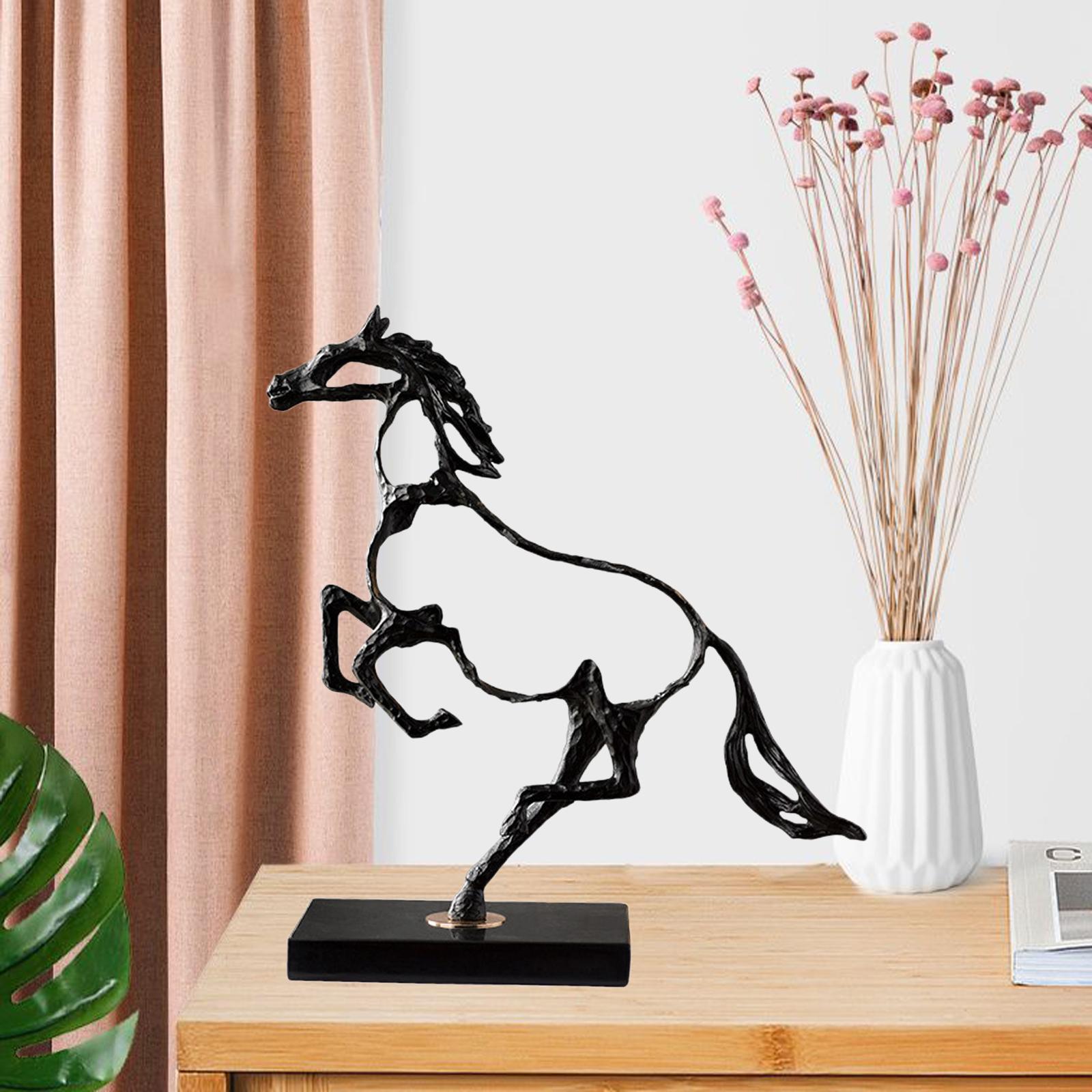 Modern Horse Statue Figurine Collectable for Desk Wine Cabinet Decoration Black