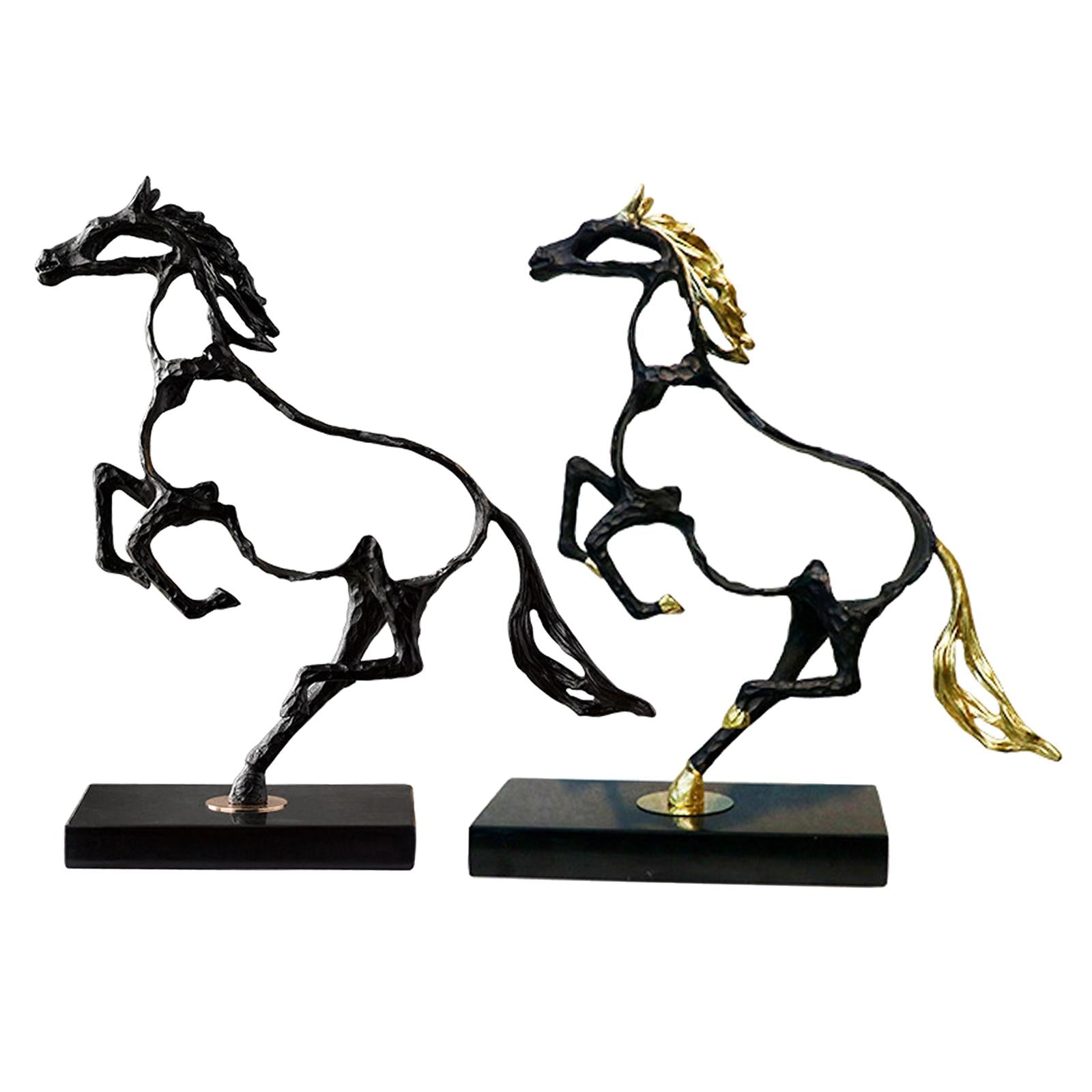 Modern Horse Statue Figurine Collectable for Desk Wine Cabinet Decoration Black