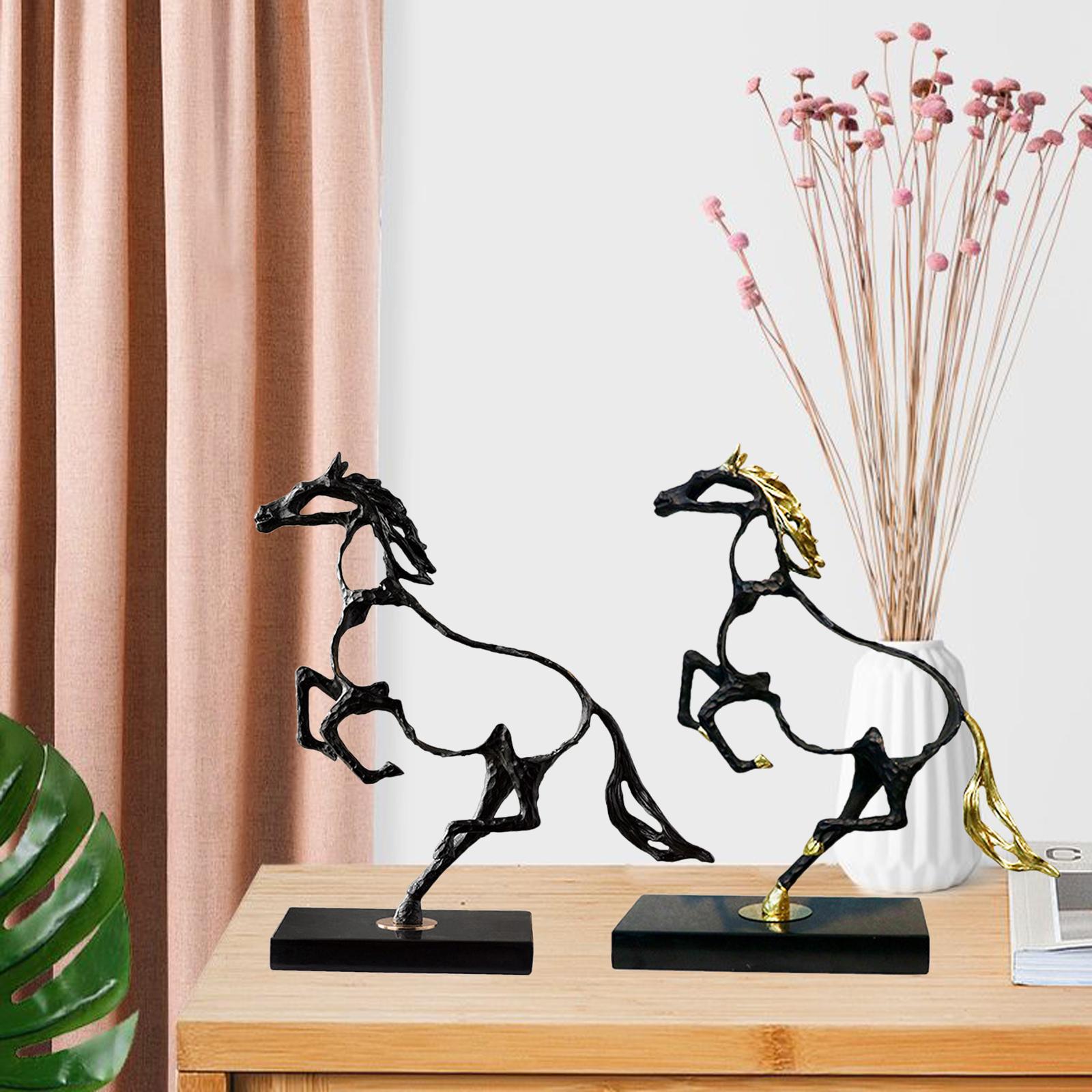 Modern Horse Statue Figurine Collectable for Desk Wine Cabinet Decoration Black