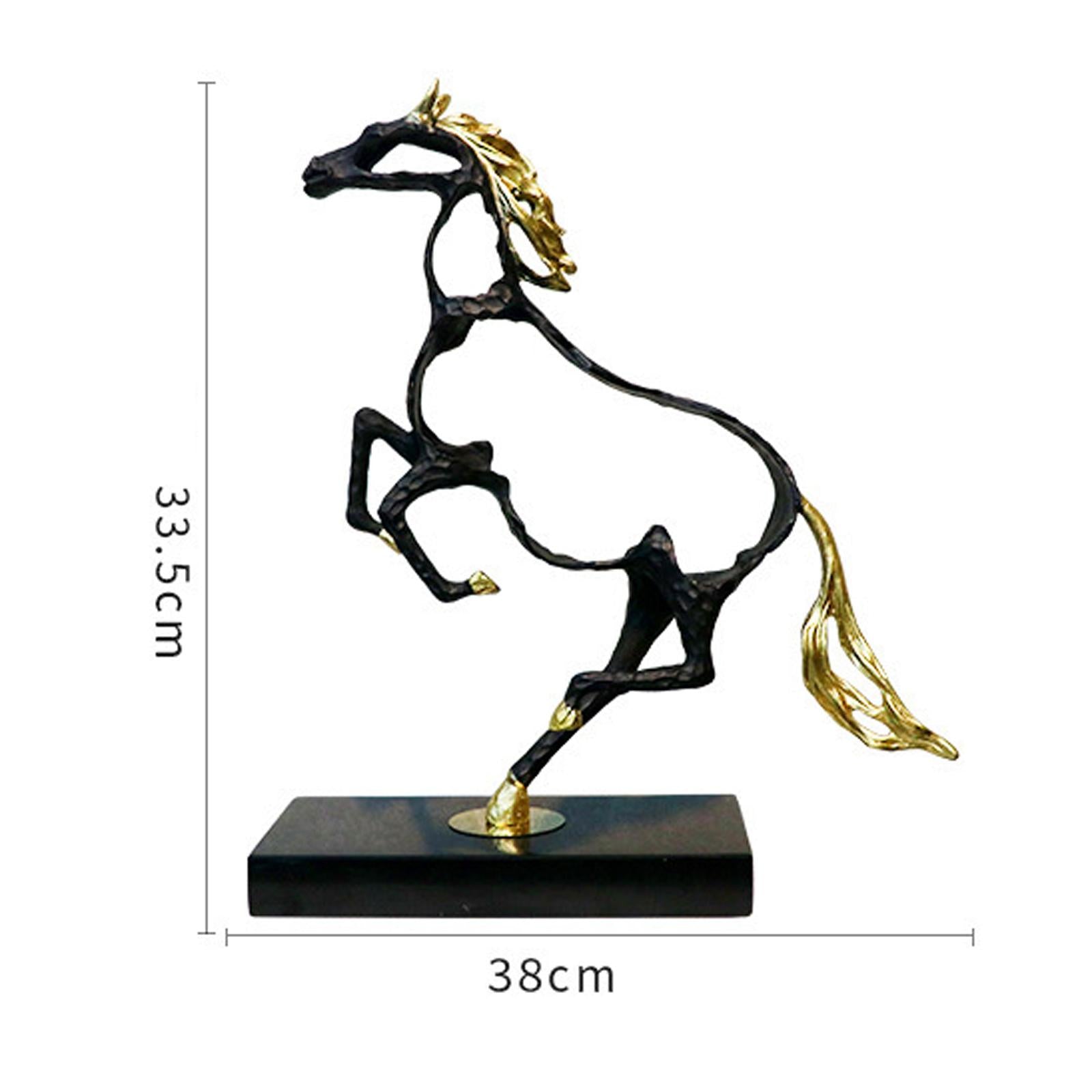 Modern Horse Statue Figurine Collectable for Desk Wine Cabinet Decoration Black Gold