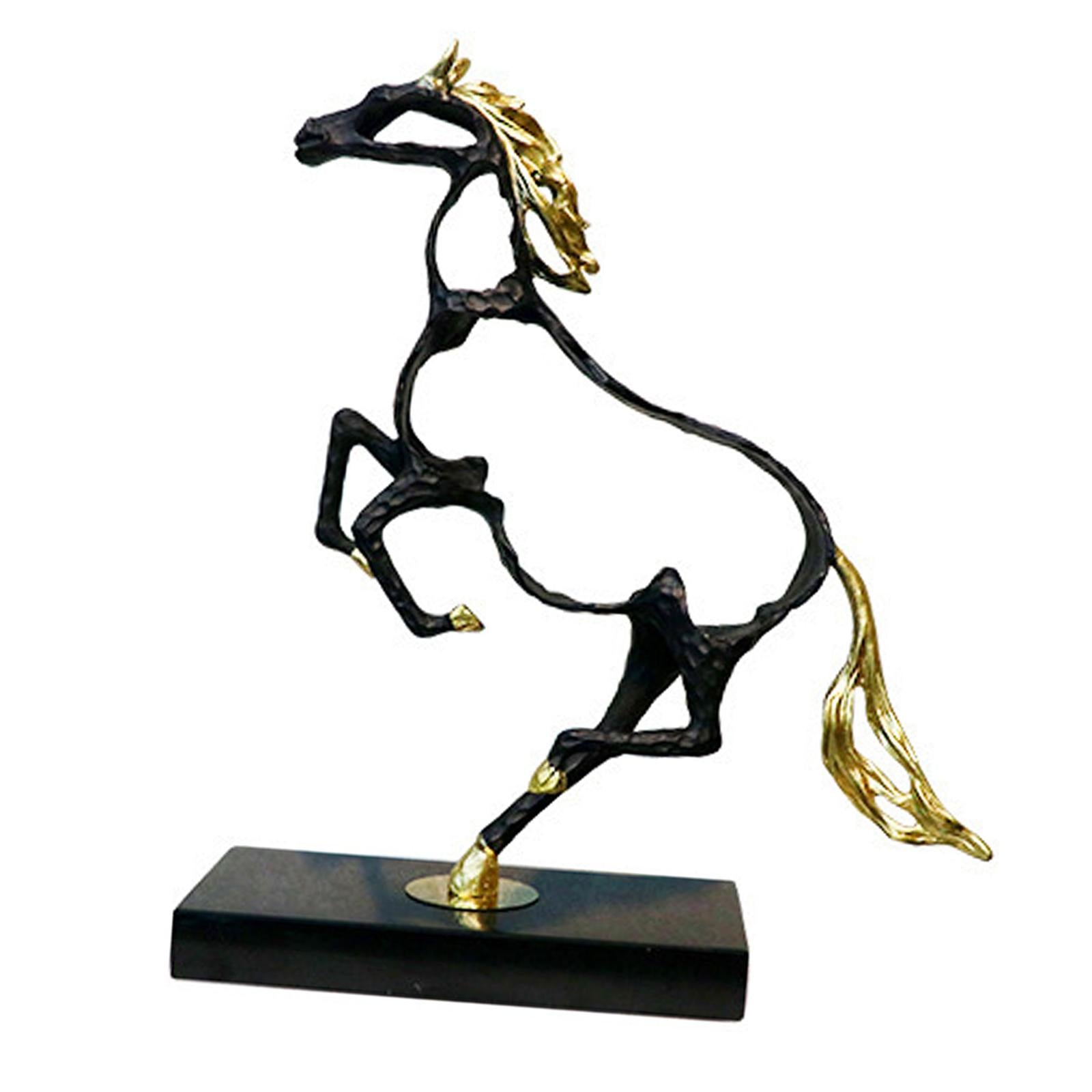 Modern Horse Statue Figurine Collectable for Desk Wine Cabinet Decoration Black Gold