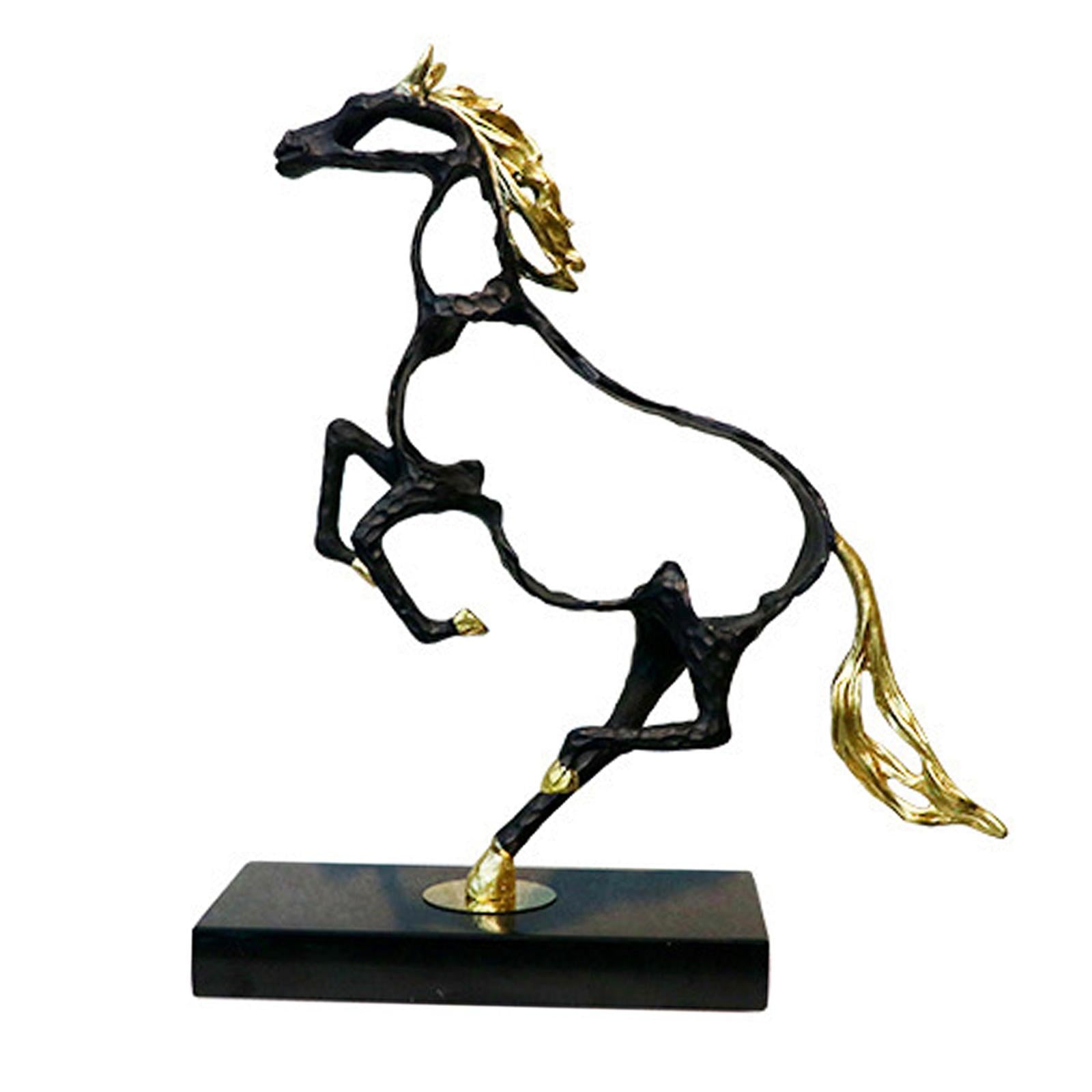 Modern Horse Statue Figurine Collectable for Desk Wine Cabinet Decoration Black Gold