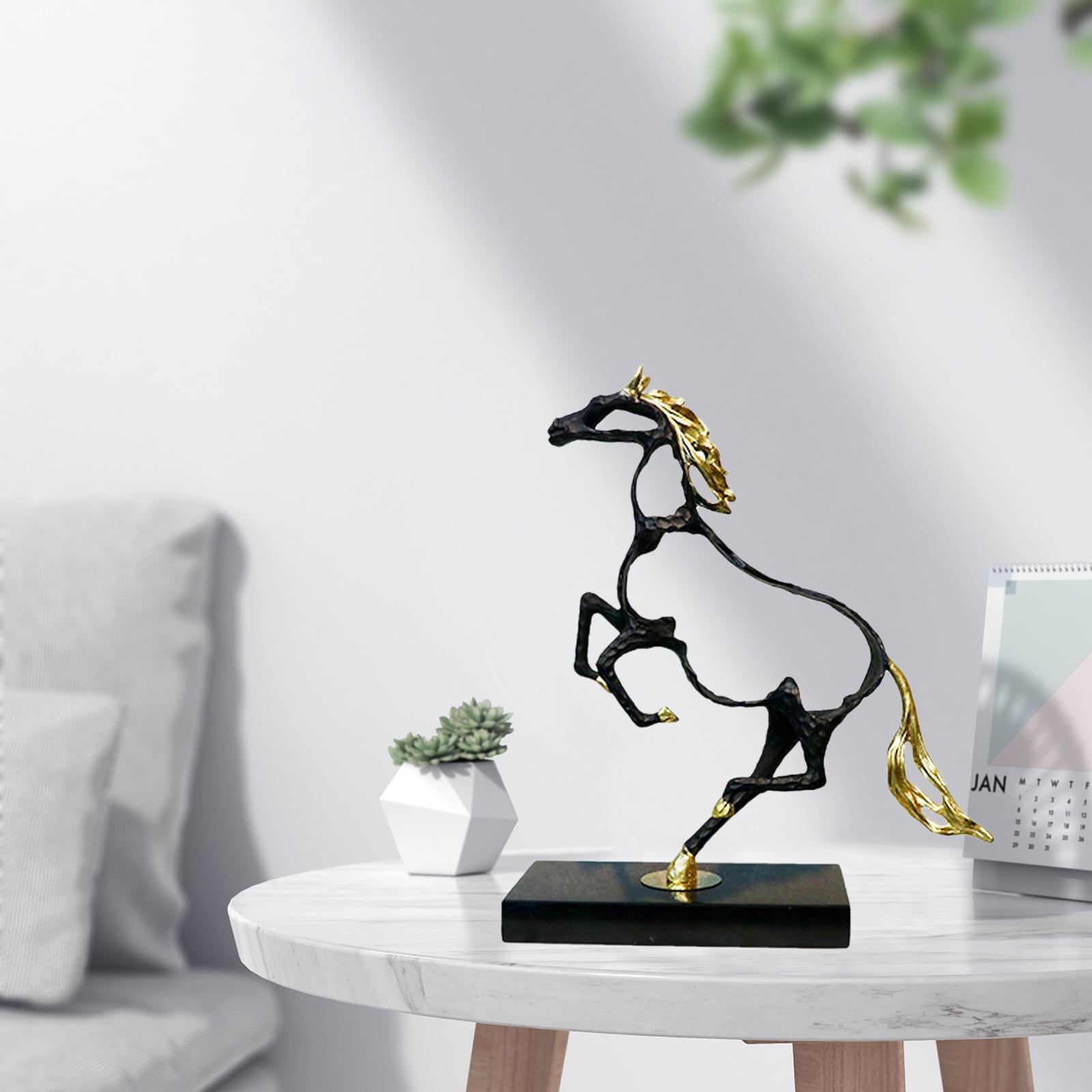 Modern Horse Statue Figurine Collectable for Desk Wine Cabinet Decoration Black Gold