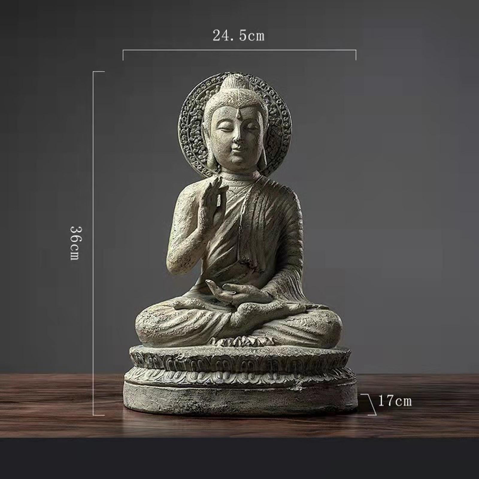 Sitting Buddha Statue Figurine Decorative for Office Living Room Decoration with short base