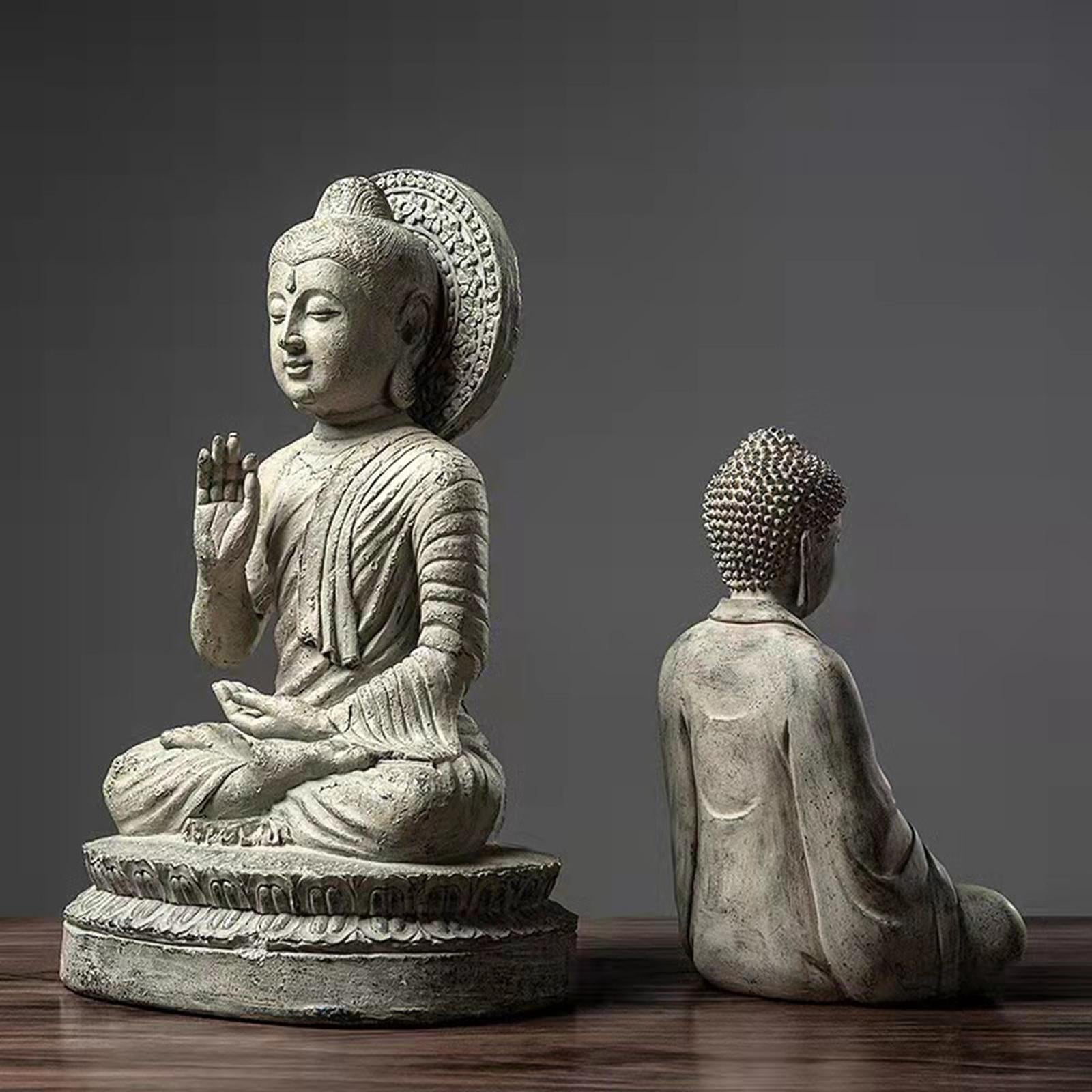 Sitting Buddha Statue Figurine Decorative for Office Living Room Decoration with short base