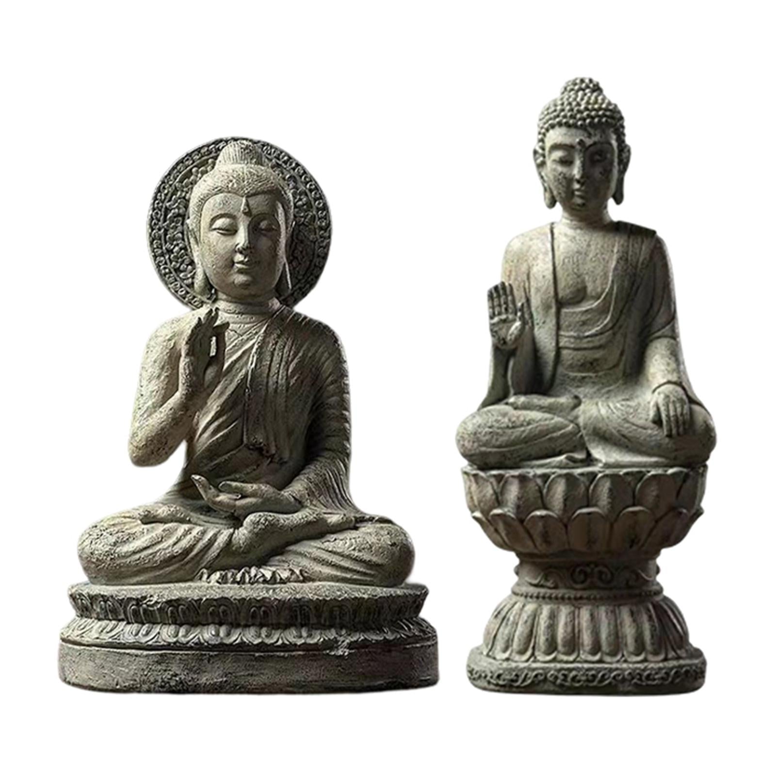 Sitting Buddha Statue Figurine Decorative for Office Living Room Decoration with short base