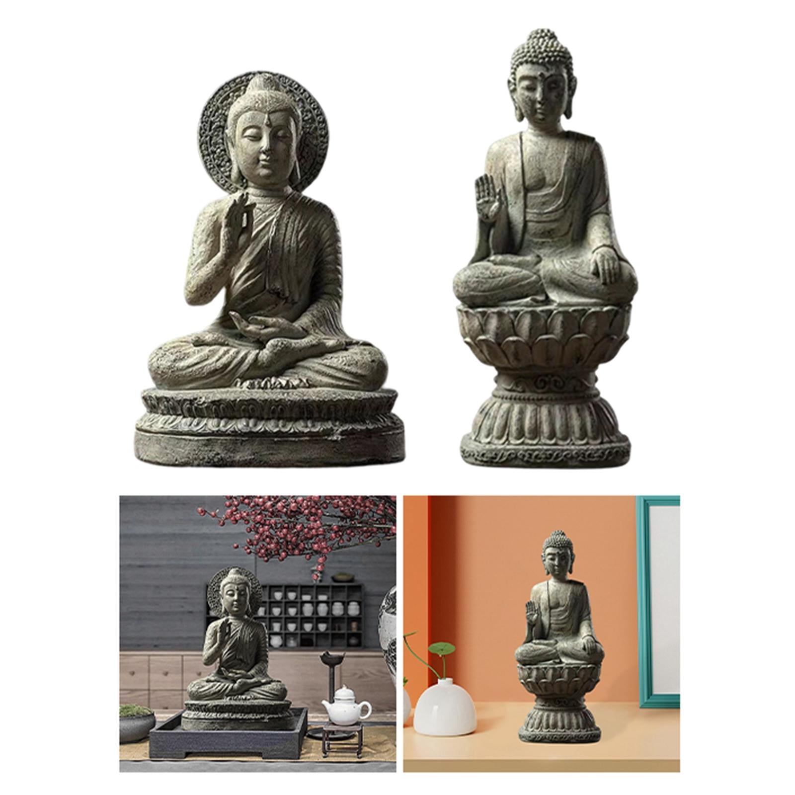 Sitting Buddha Statue Figurine Decorative for Office Living Room Decoration with short base