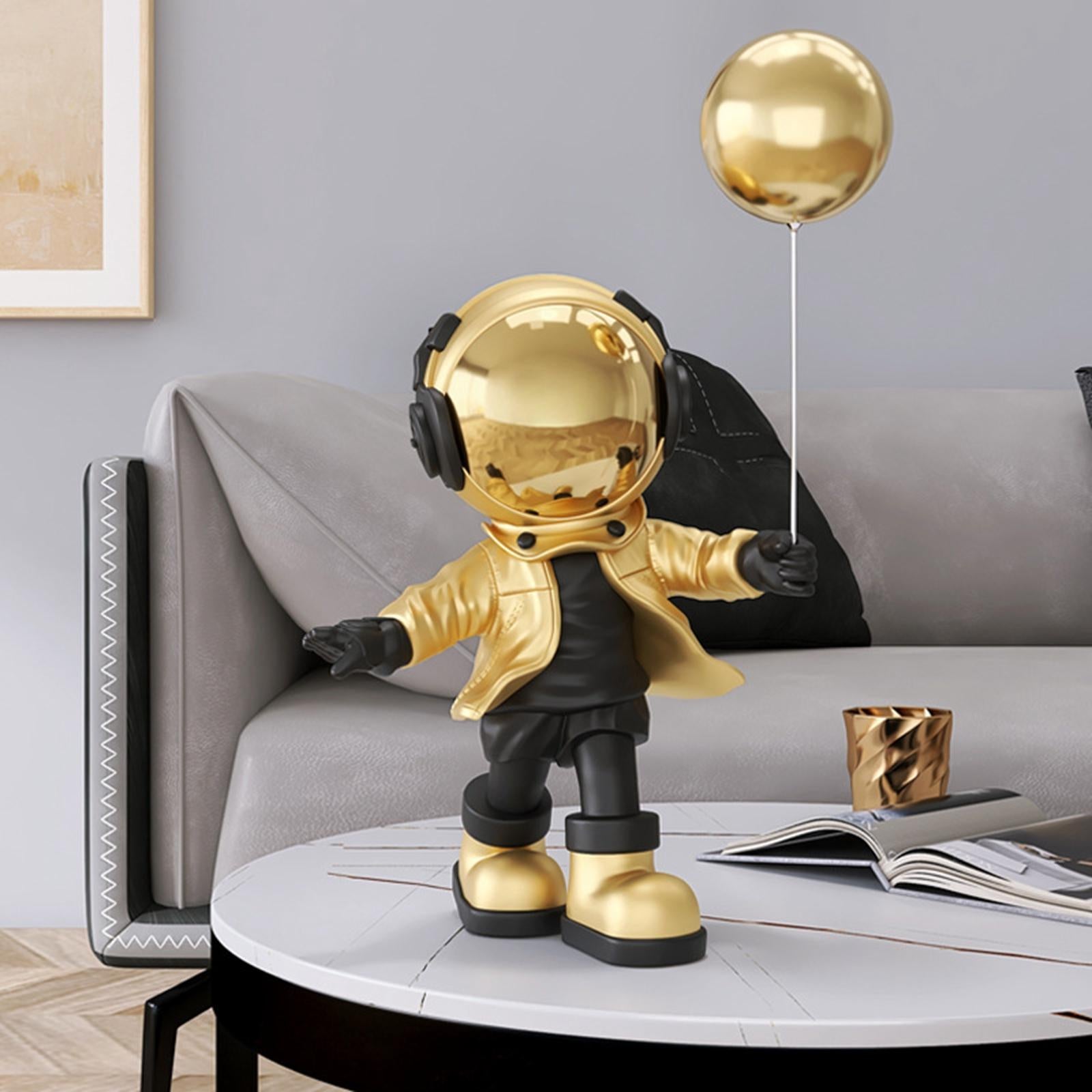 Spaceman Figurine Outer Space Planet Resin Creative for Table Decor Ornament Gold