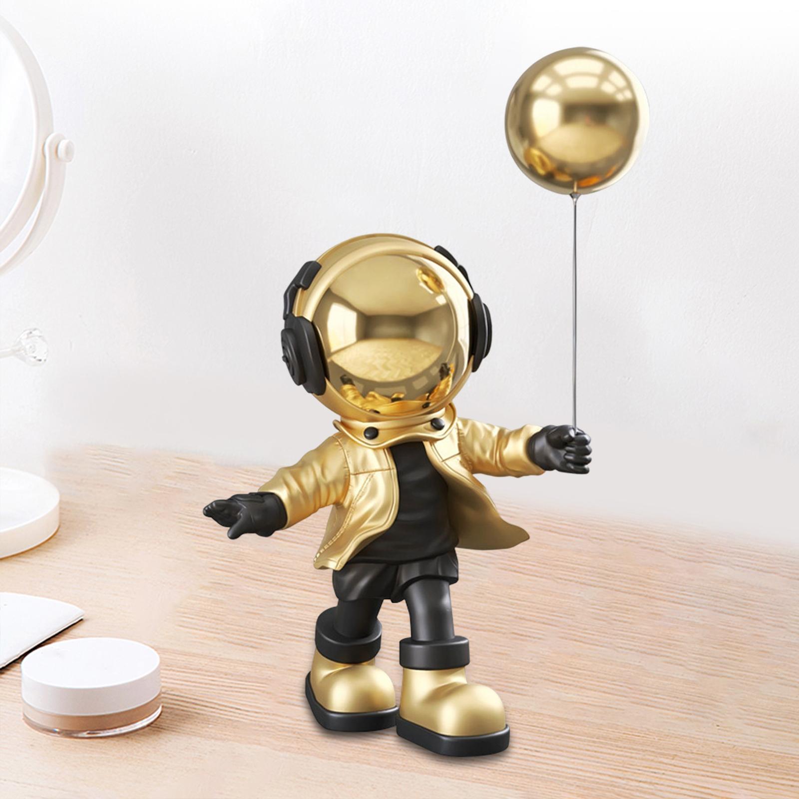 Spaceman Figurine Outer Space Planet Resin Creative for Table Decor Ornament Gold