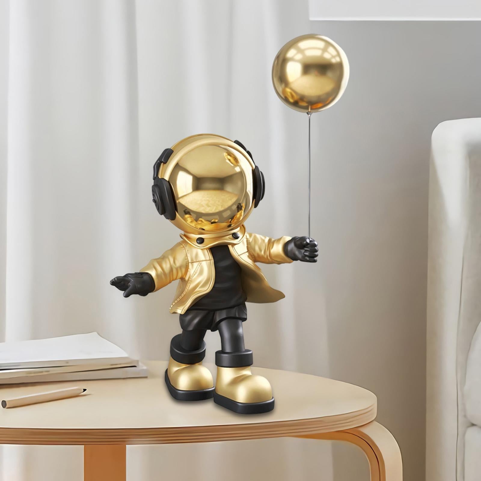 Spaceman Figurine Outer Space Planet Resin Creative for Table Decor Ornament Gold