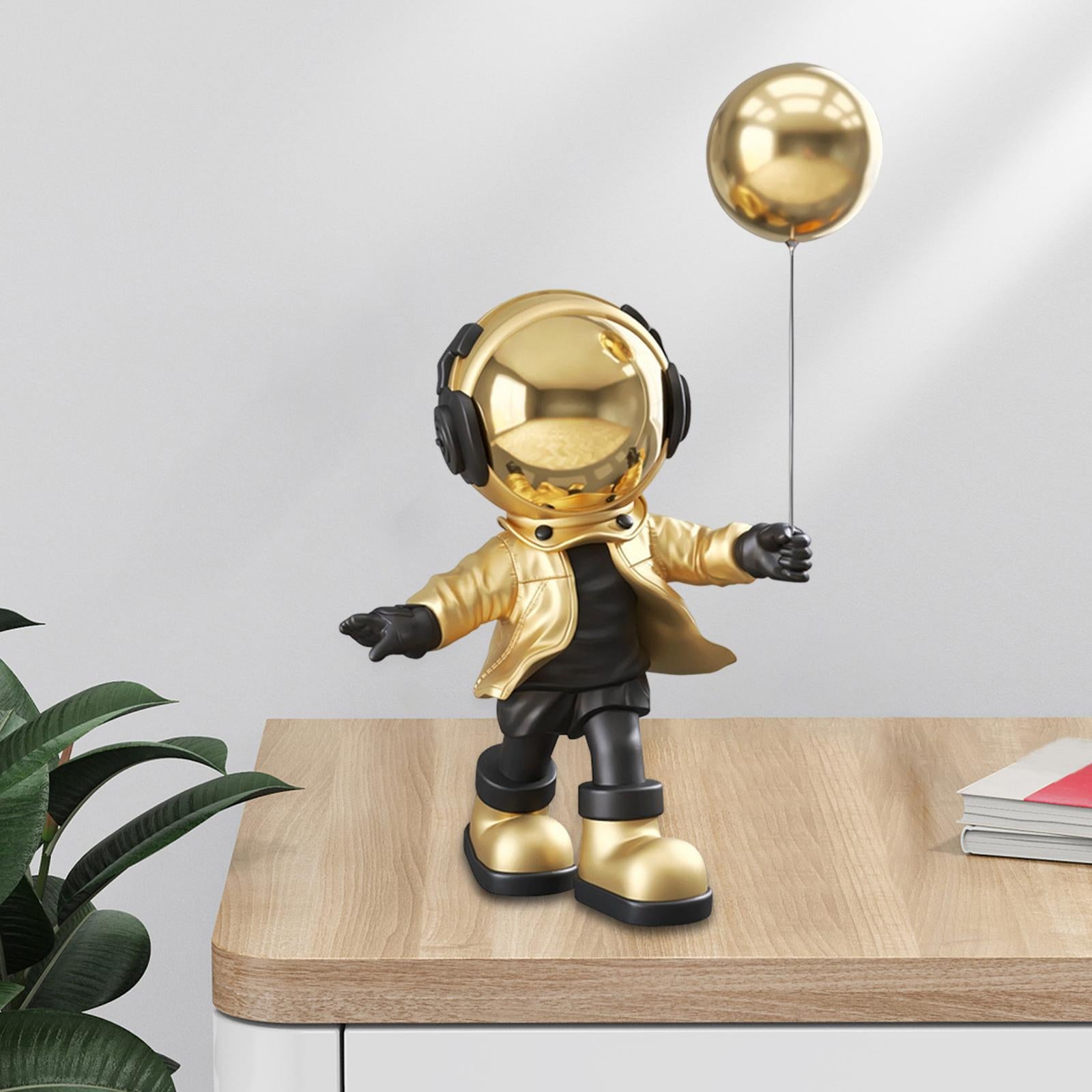 Spaceman Figurine Outer Space Planet Resin Creative for Table Decor Ornament Gold