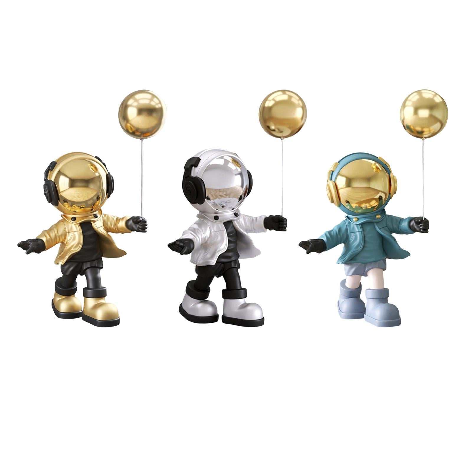 Spaceman Figurine Outer Space Planet Resin Creative for Table Decor Ornament Gold