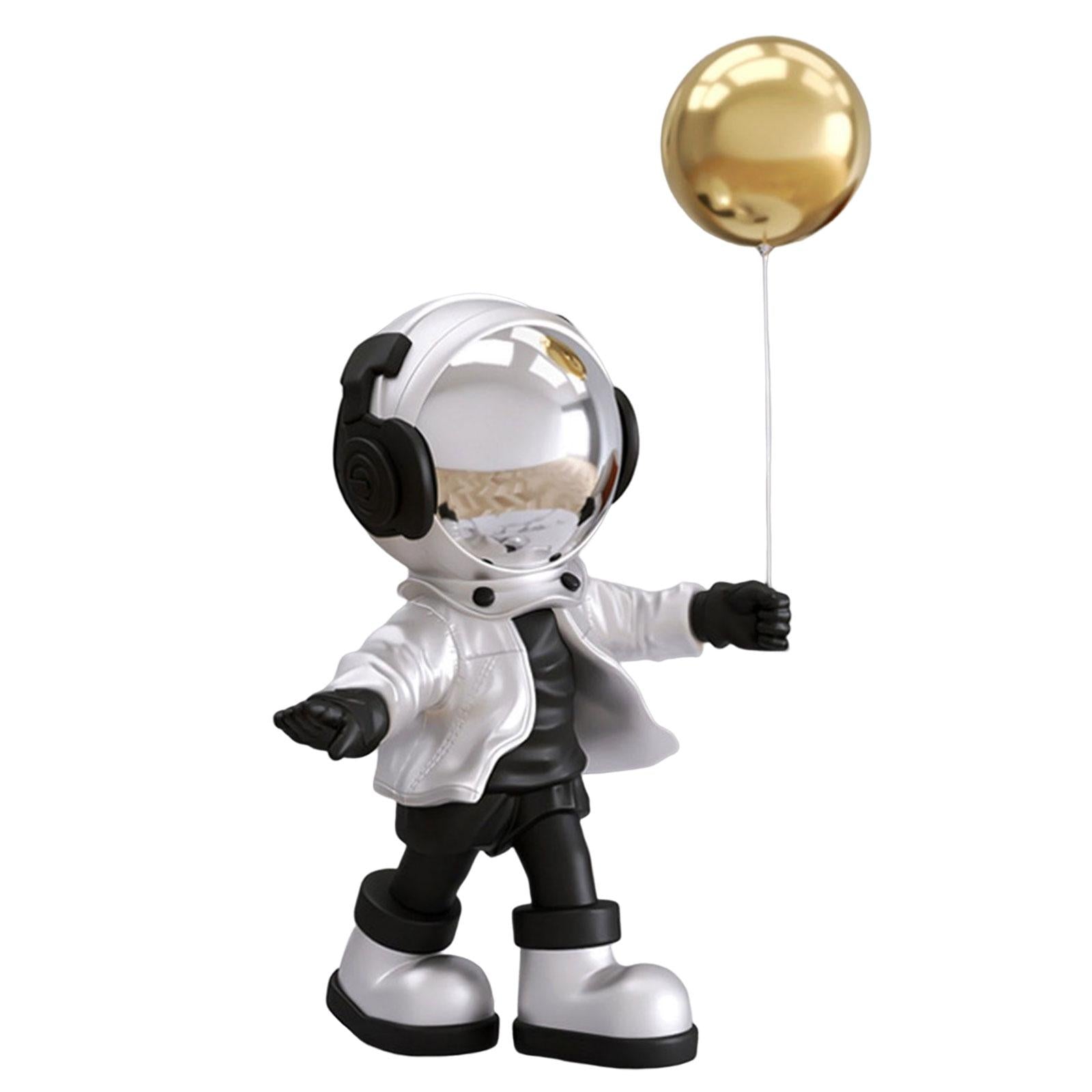 Spaceman Figurine Outer Space Planet Resin Creative for Table Decor Ornament Silver