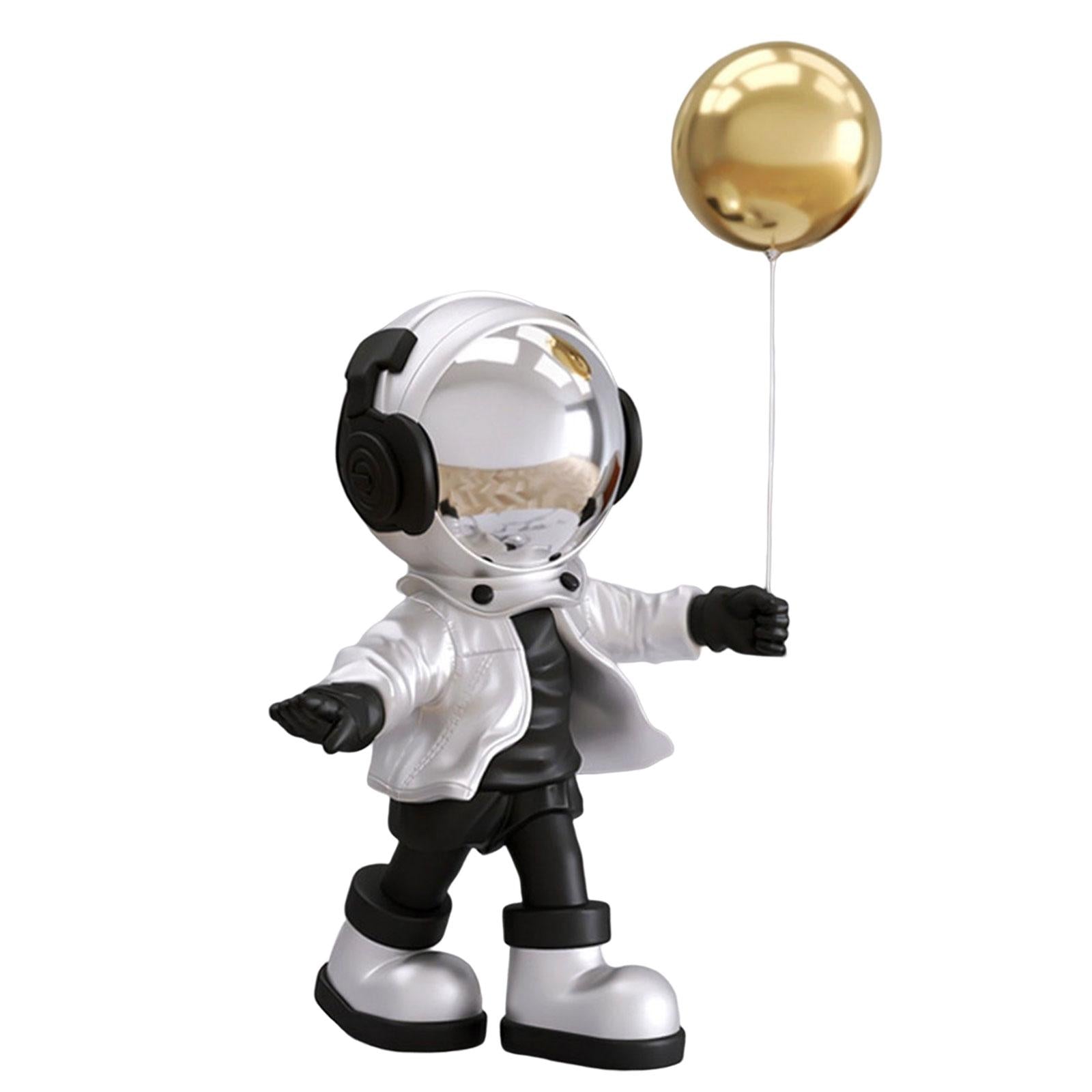 Spaceman Figurine Outer Space Planet Resin Creative for Table Decor Ornament Silver