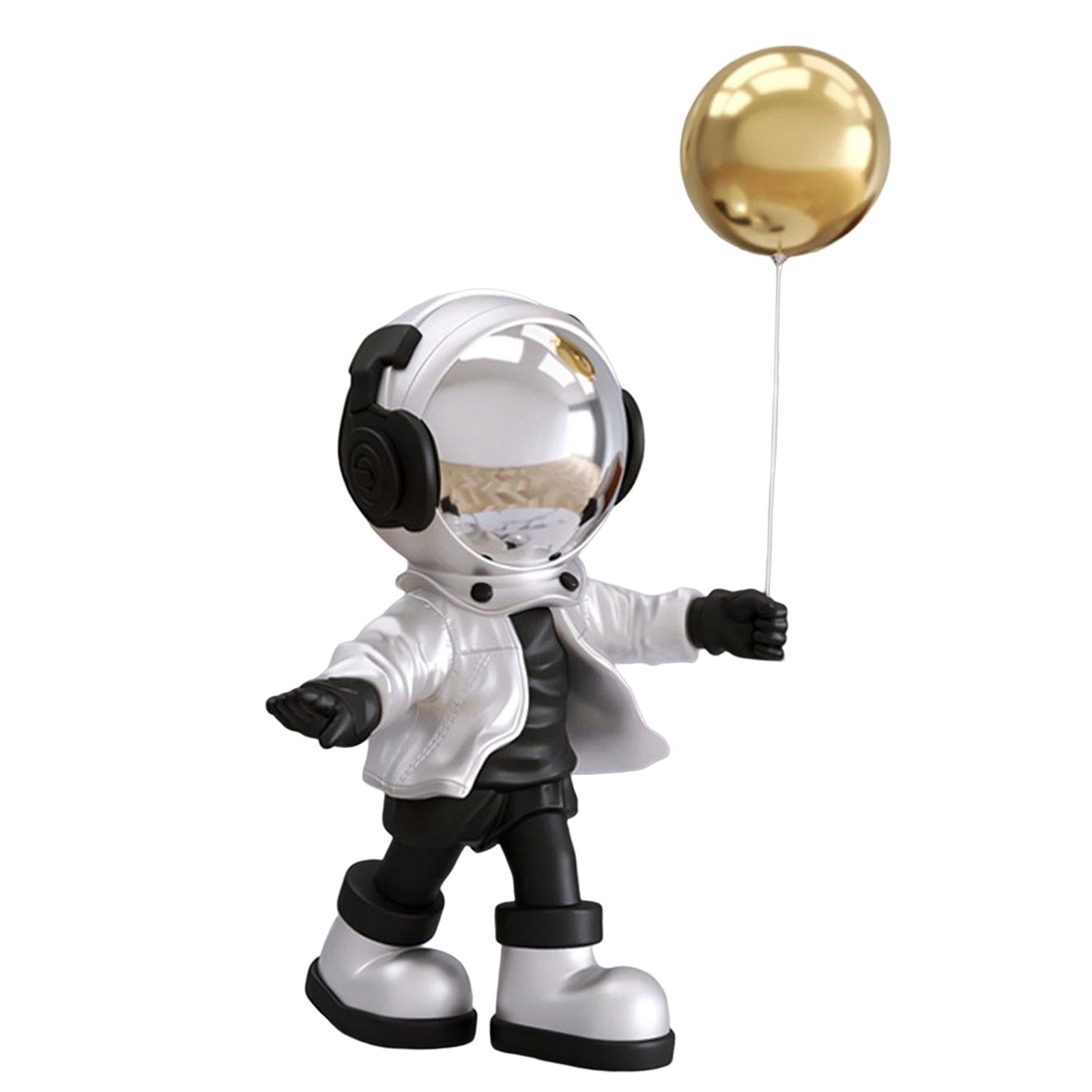 Spaceman Figurine Outer Space Planet Resin Creative for Table Decor Ornament Silver